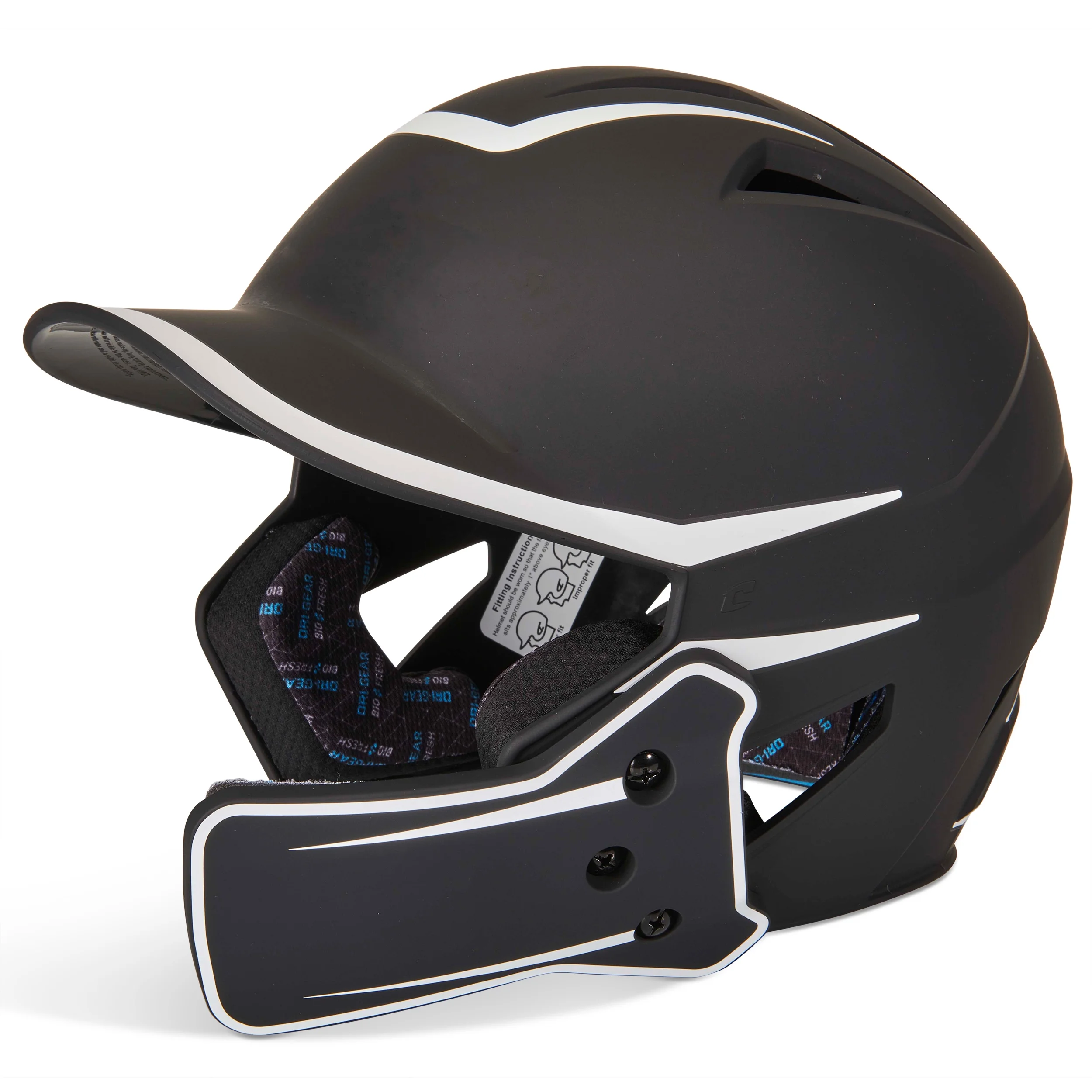 Champro Sports HX Legend Plus Youth Batting Helmet W/Universal Jaw Guard Black/White 6 1/2 - 7