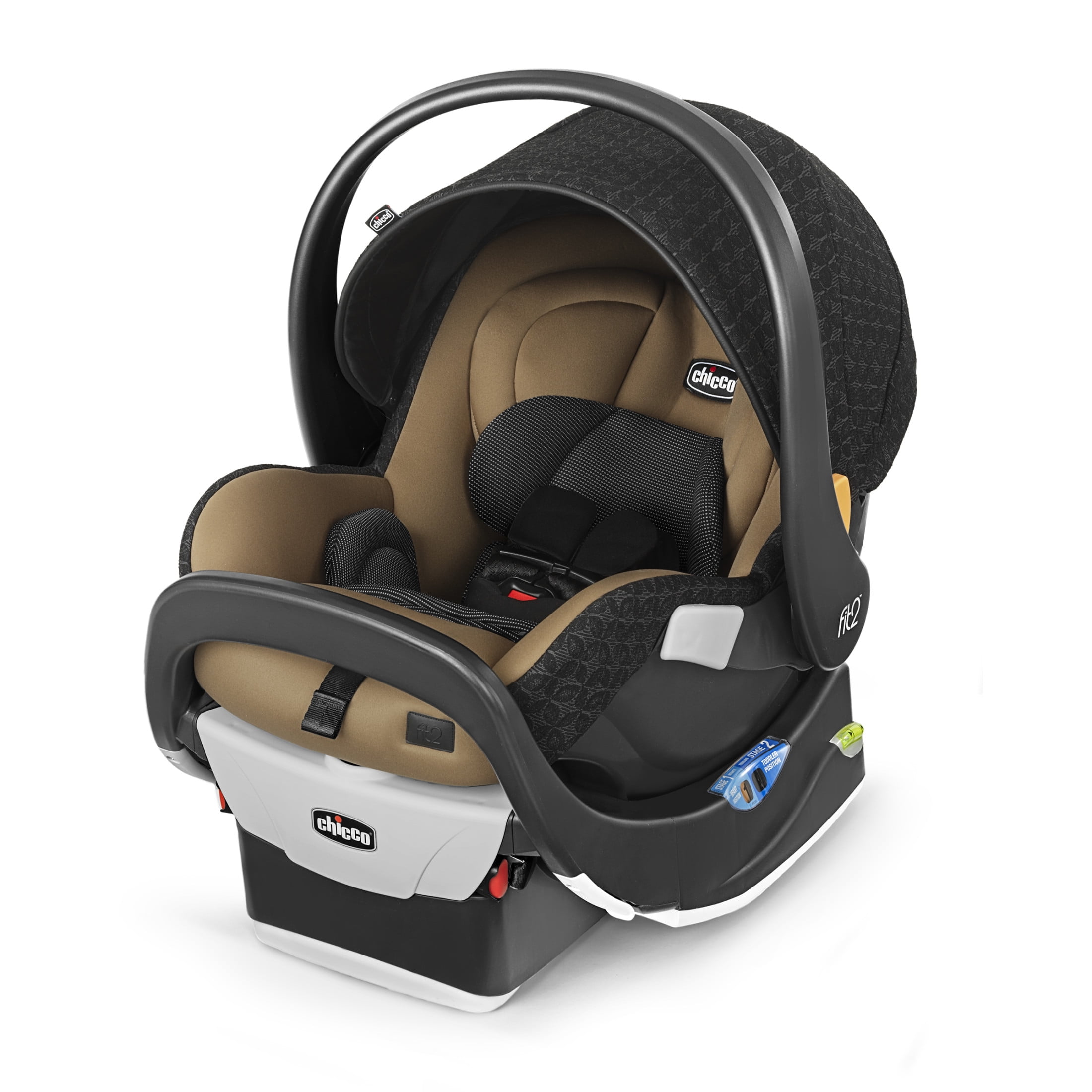 Chicco Fit2 35 lbs Infant & Toddler Car Seat - Cienna (Black/Tan), New