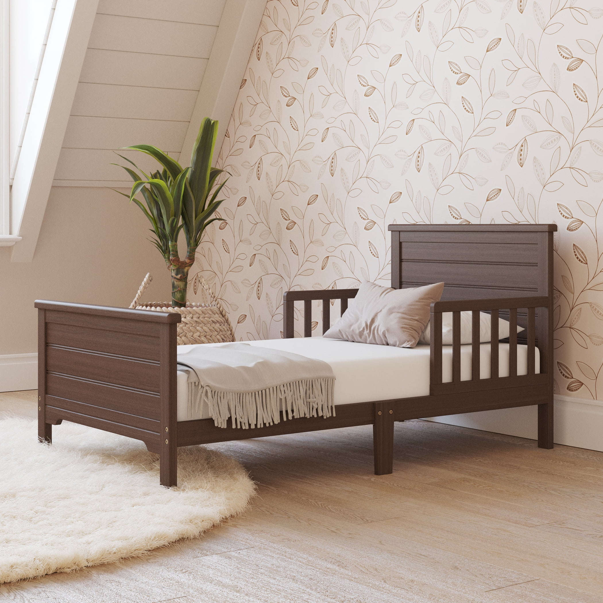 Child Craft Forever Eclectic Woodland Toddler Bed with Rails, Brushed Truffle