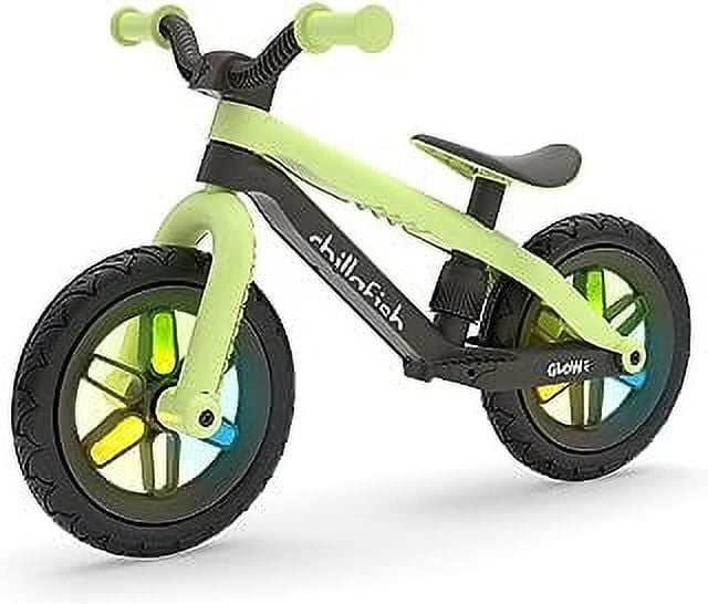 Chillafish Pistachio BMXie Glow Lightweight Balance Bike with Light-up Wheels When Riding, for Kids 2 to 5 Years, 12-inch Airless Rubber Skin Tires, Adjustable Seat Without Tools
