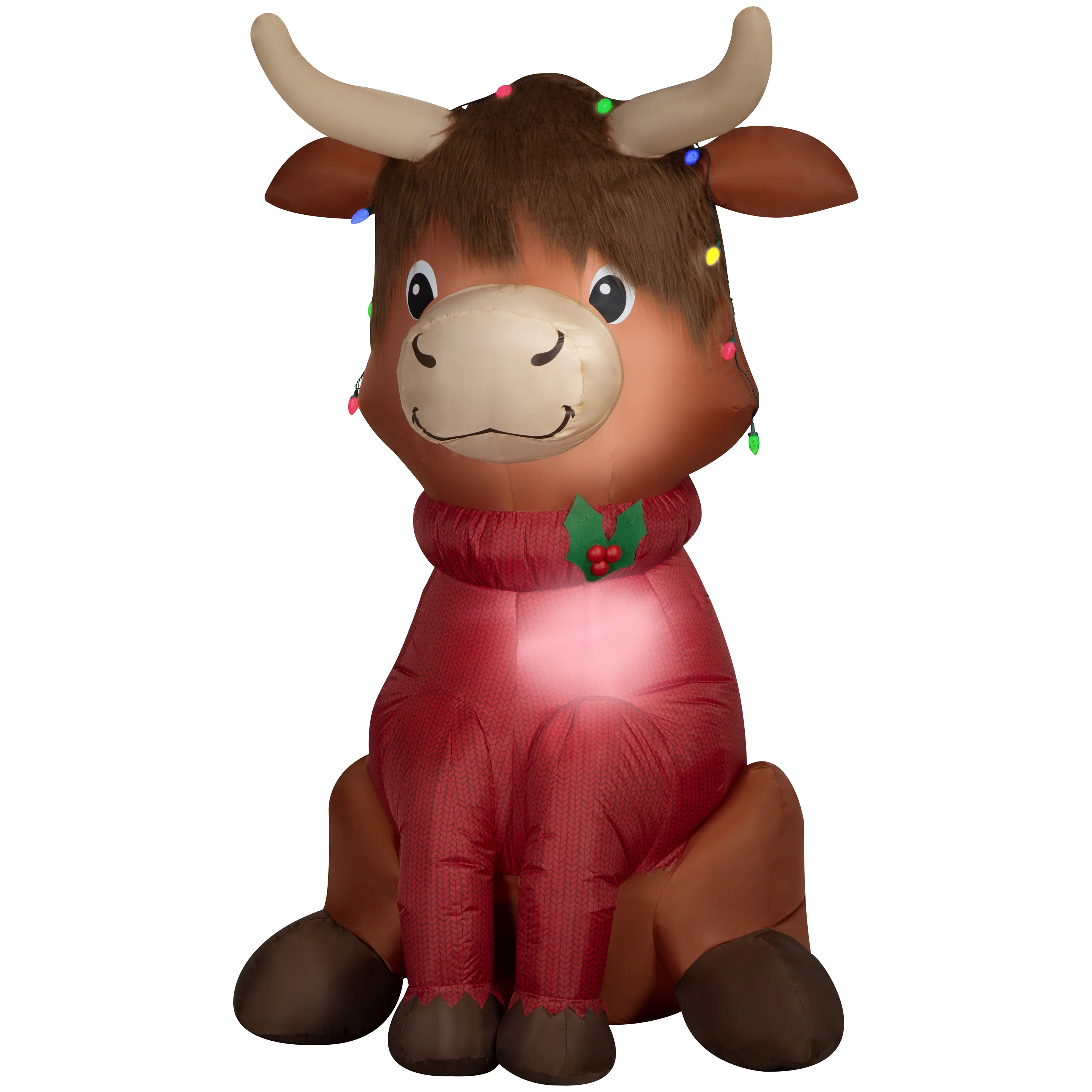 Christmas Airblown Inflatables Yard Decoration Highlander Cow Wrapped Light String, 6 ft