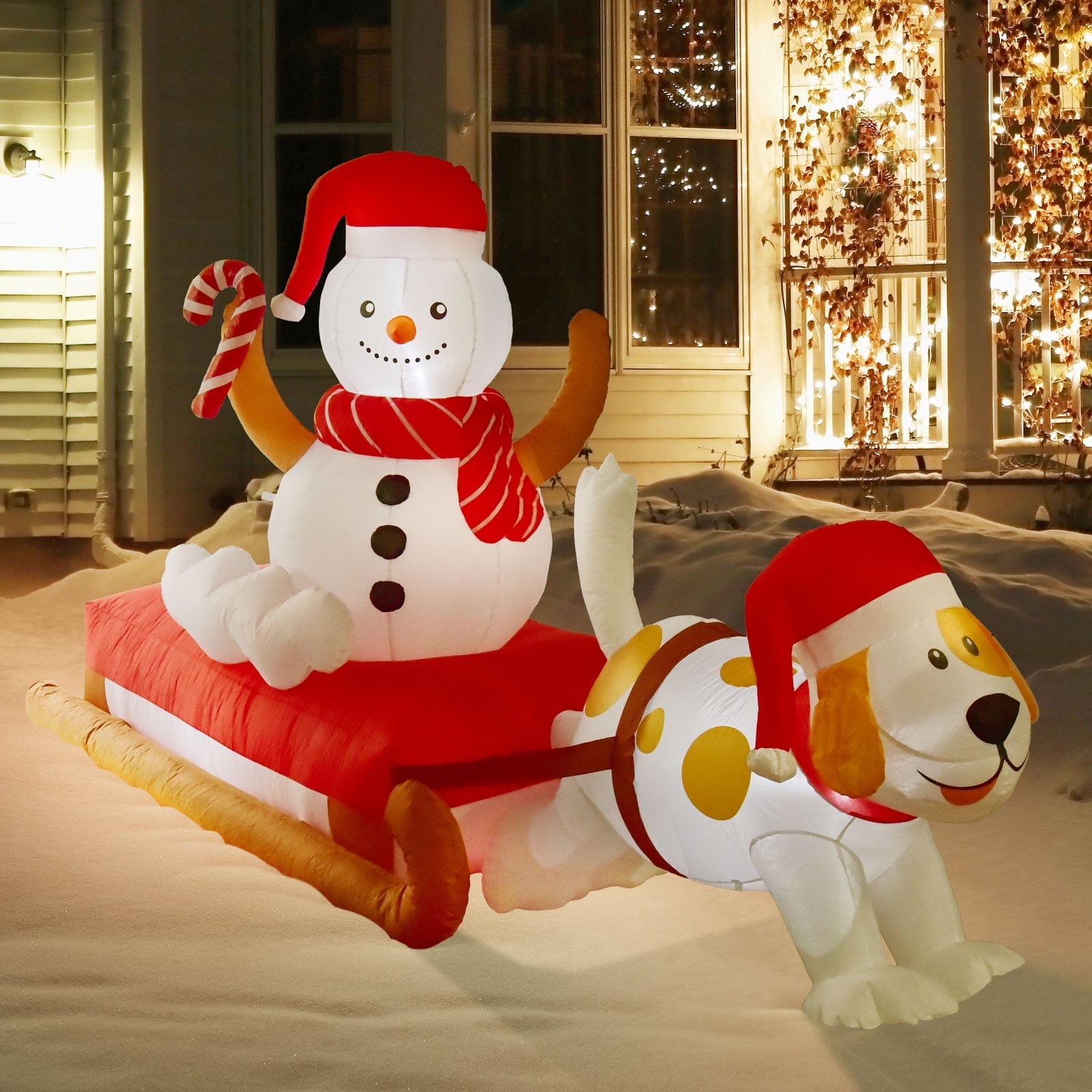 Suntisfy Nifti Nest Christmas Inflatable Sled Snowman With Built-in LED Lights