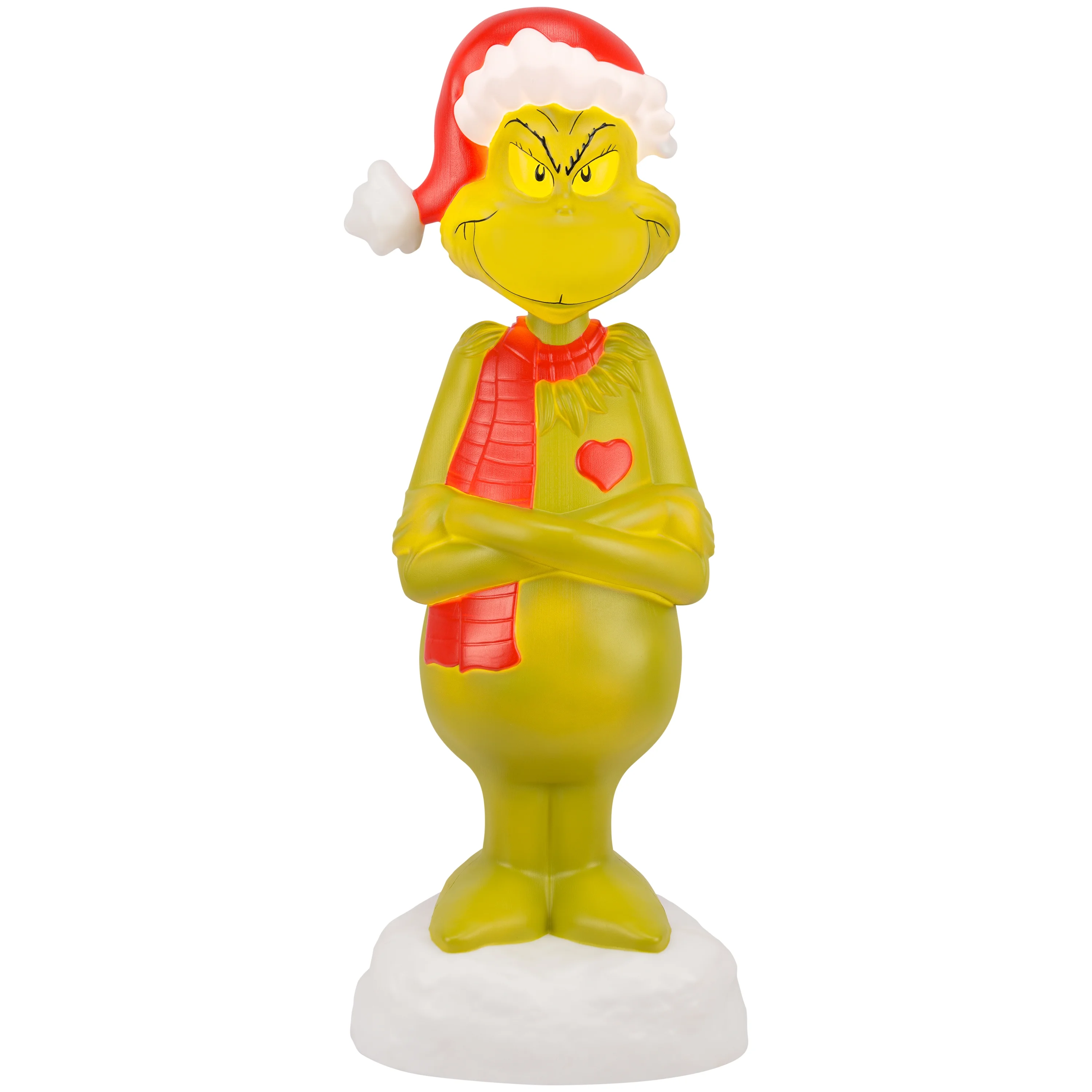 Christmas Lighted Blow Mold Outdoor Decor Grinch with Scarf Dr. Seuss, 36 in