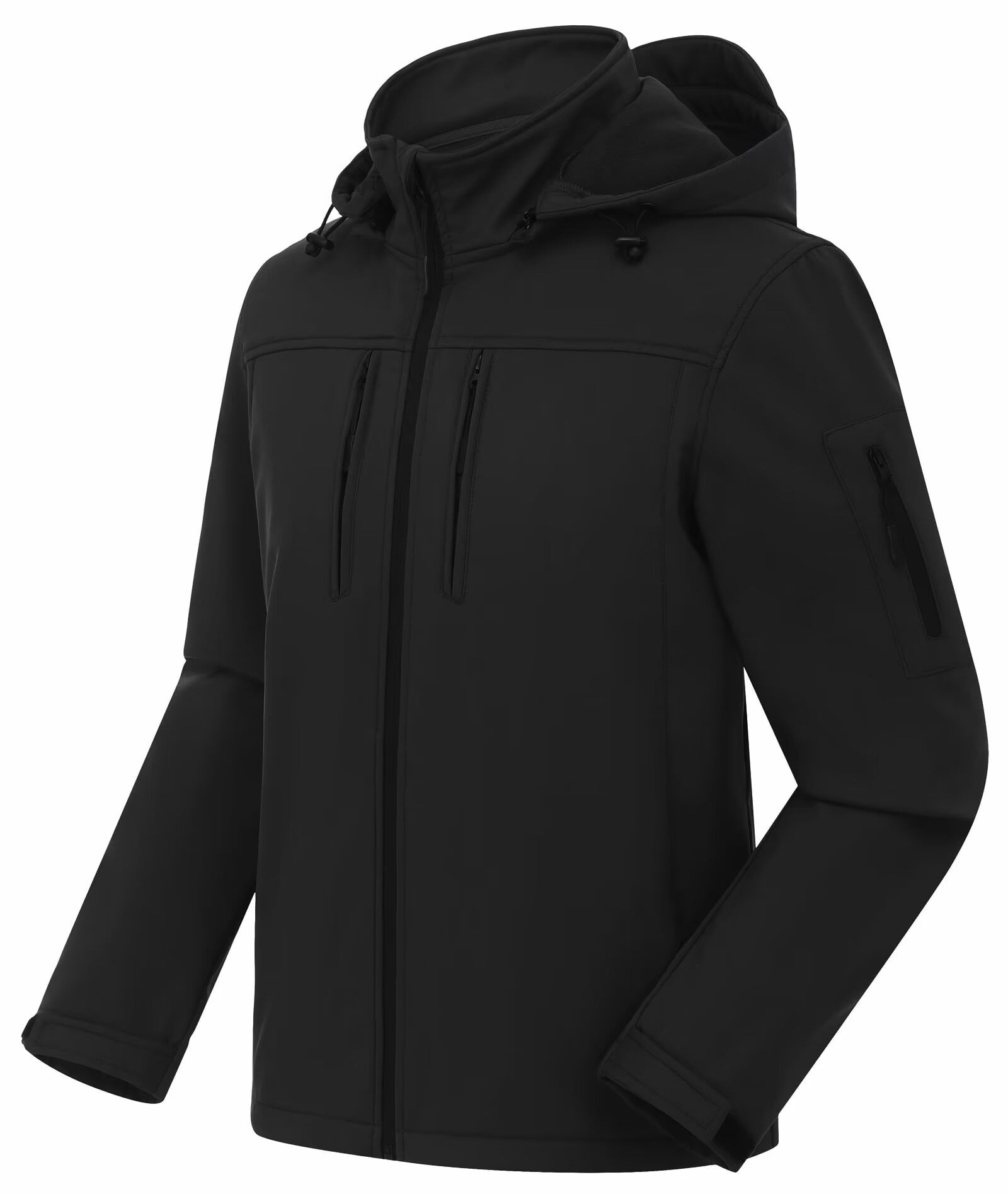 Chrisuno Men's Windproof Outdoor Running Coat Breathable Windbreaker Golf Jacket W Hood Black 2XL