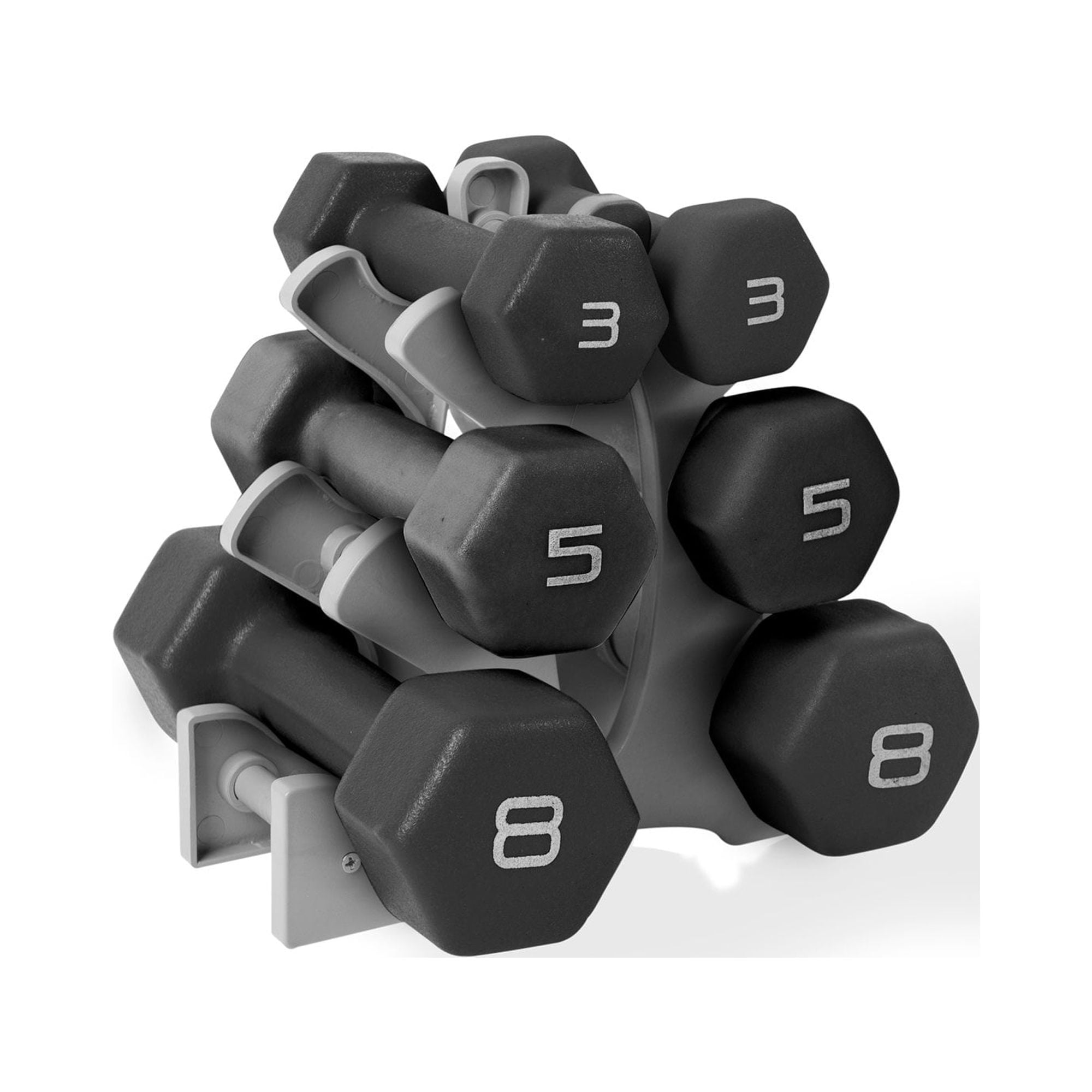 CAP Barbell 32 lb Neoprene Dumbbell Set with Rack, Black
