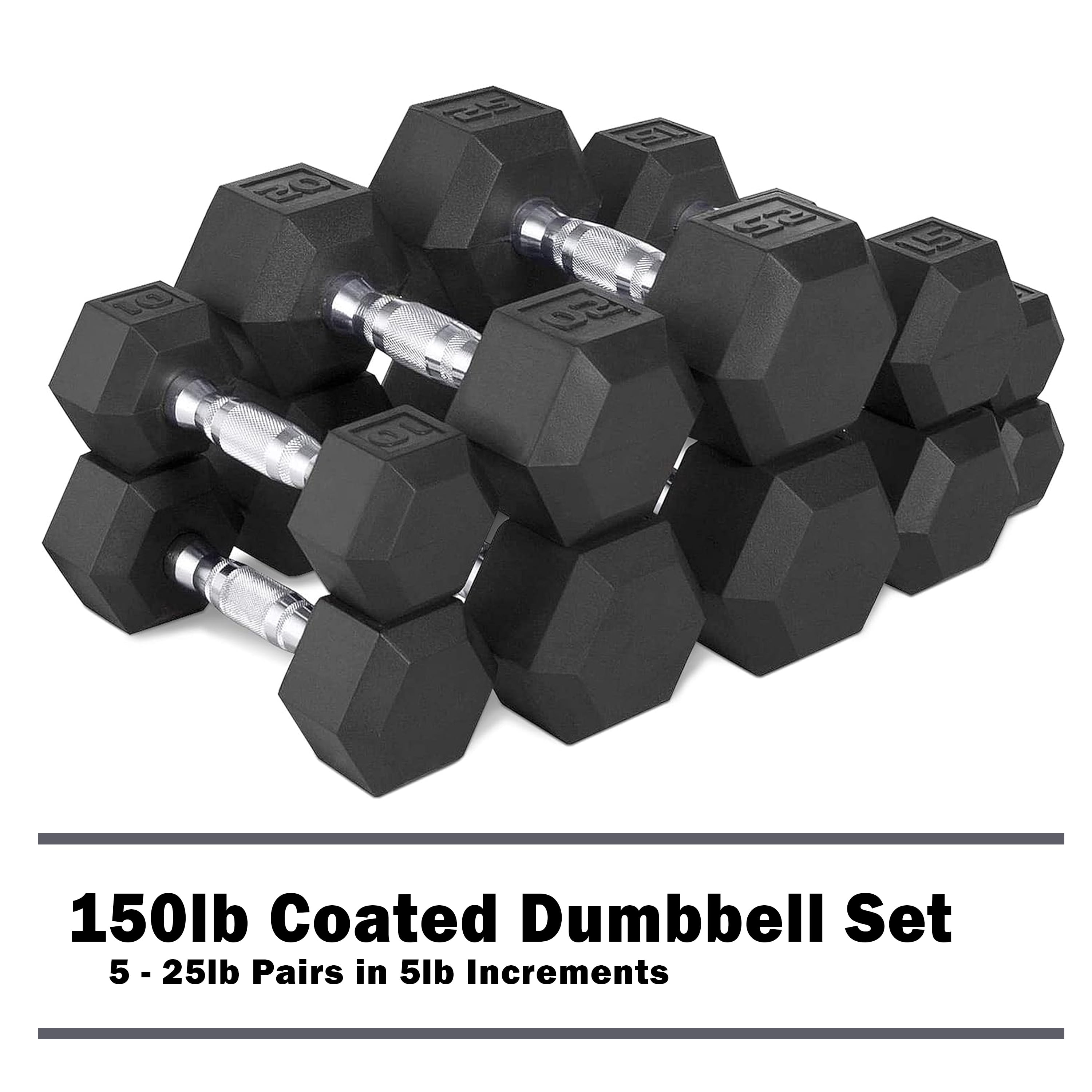 CAP 150lb Rubber Hex Dumbbell Set