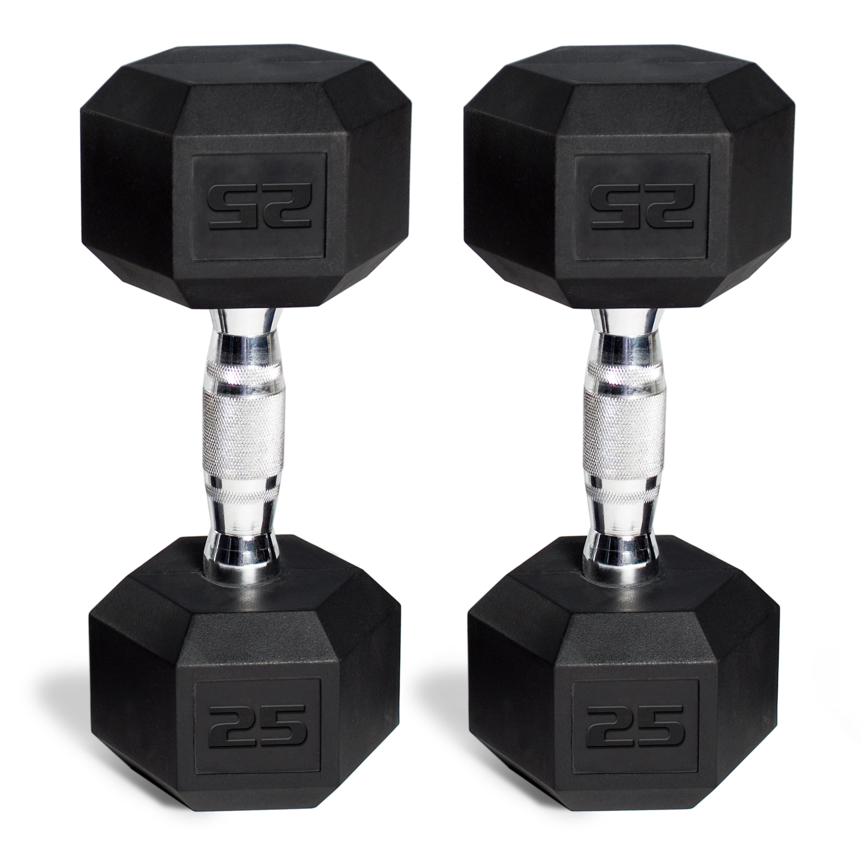 CAP 50 lb Rubber Hex Dumbbell Weight Set, Includes 2 x 25lb Dumbbells