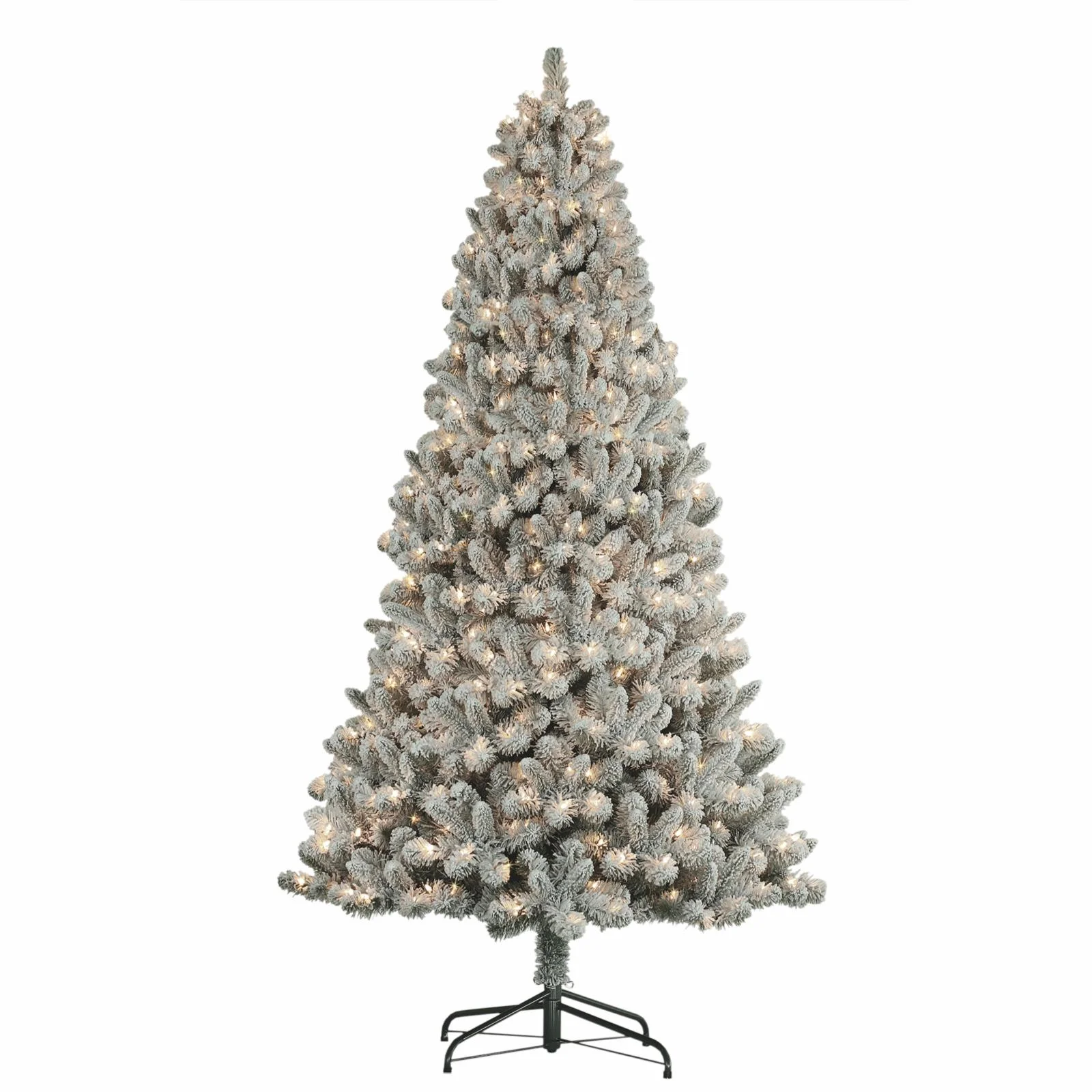 CC Christmas Decor Pre-Lit Medium Flocked Virginia Pine Christmas Tree - 7.5’ - Clear Lights