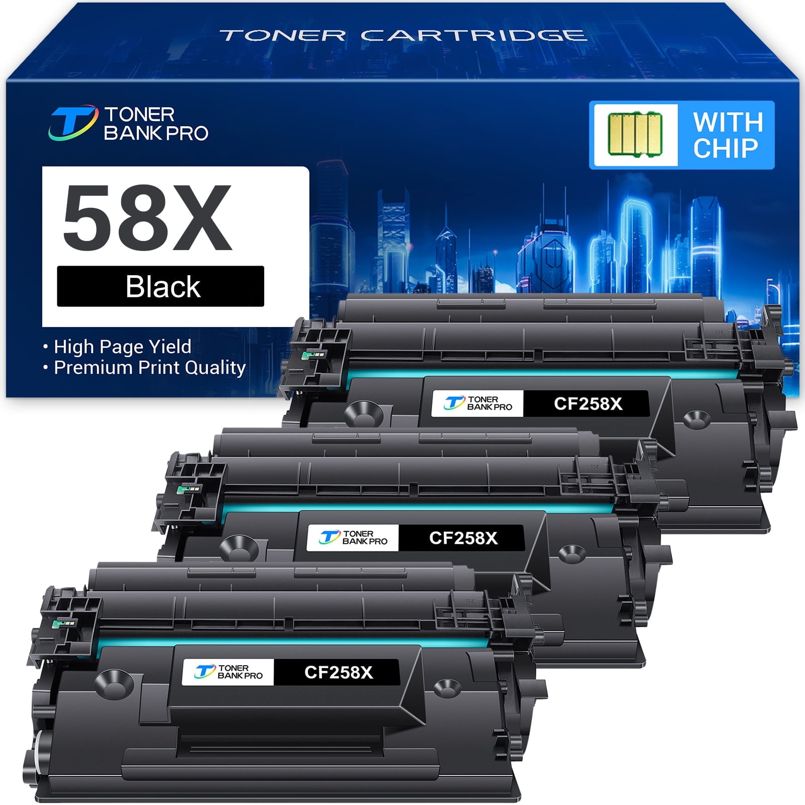 CF258X 58X Black Toner Cartridge (With-chip High-yield ) Compatible for HP 58A 58X CF258X CF258A HP LaserJet Pro M404n M404dn M404dw MFP M428fdw M428fdn M428dw M406dn M430f M404 M428 Printer Ink
