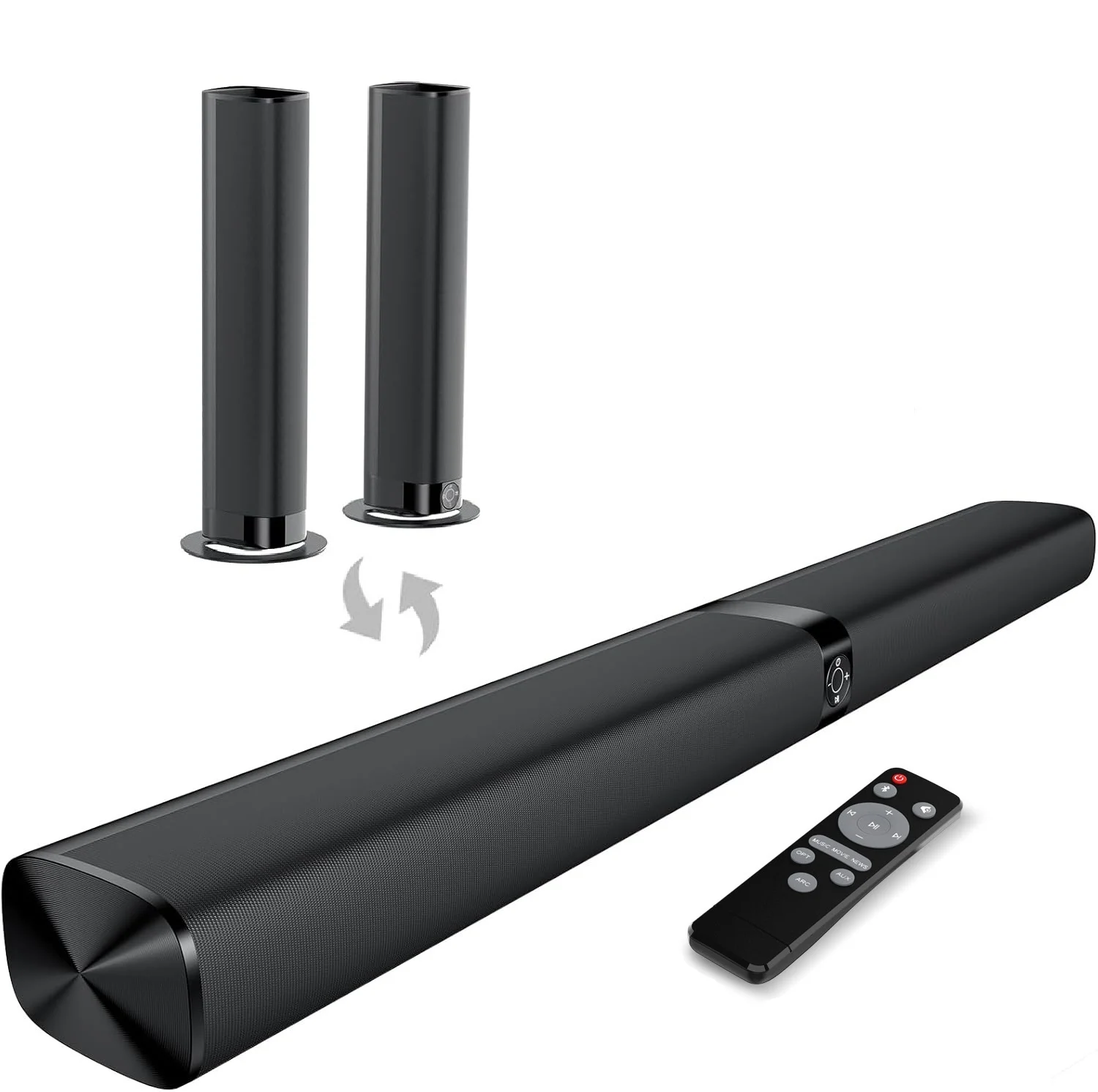 COWIN Sound Bar for TV, 2-in-1 Detachable Soundbar with Auto Volume Boost, TV Speakers with 3 EQ Modes, Bluetooth 5.3/ARC/Opt/AUX Connection for PC/Gaming/Projectors