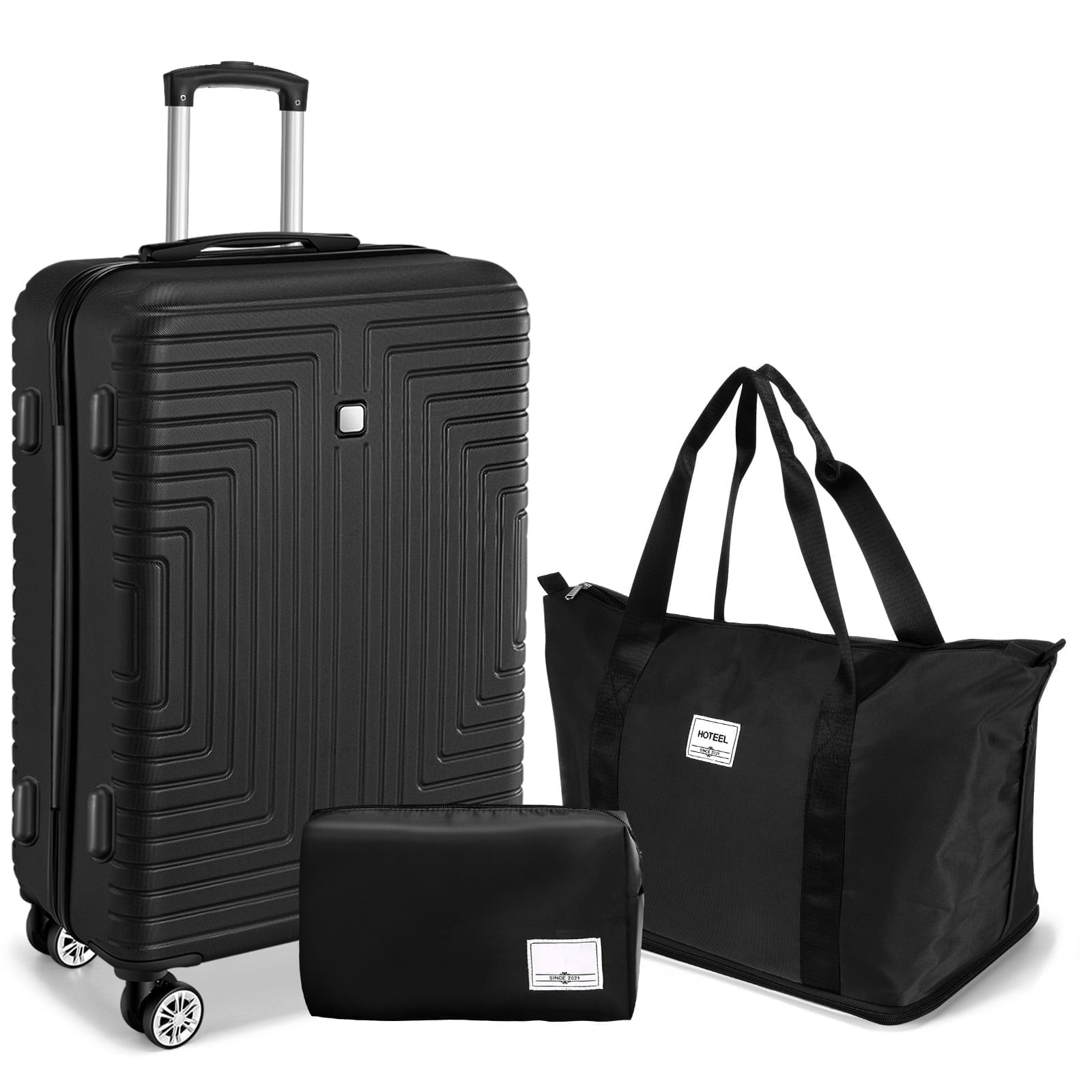 COBIZI 3 Piece Hardshell Luggage Set, Lightweight Suitcase with TSA Lock Spinner Wheels, 20/24/28 in, Black
