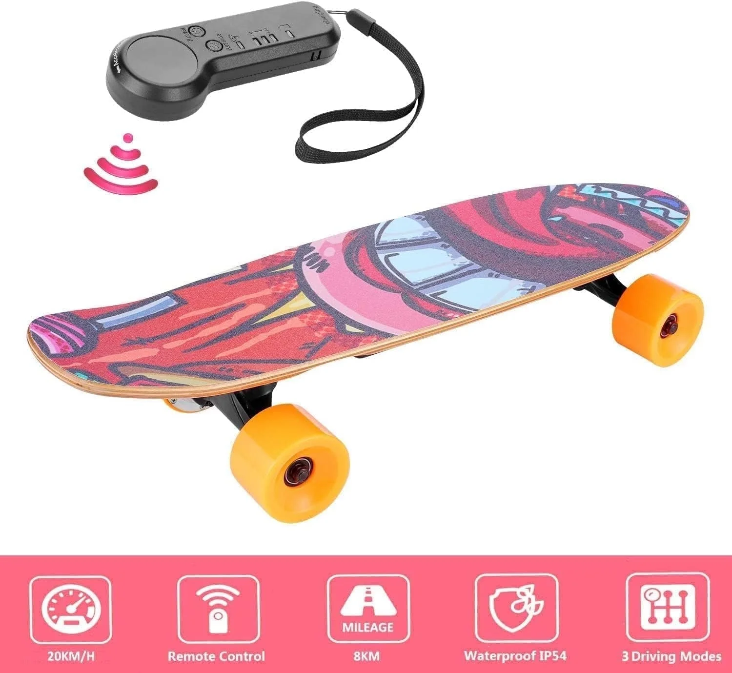 COBIZI Electric Skateboards for Adults and Beginners，Max 12.4 MPH and 8 Miles Range, with Wireless Remote Control , Ideal Skateboard Gifts