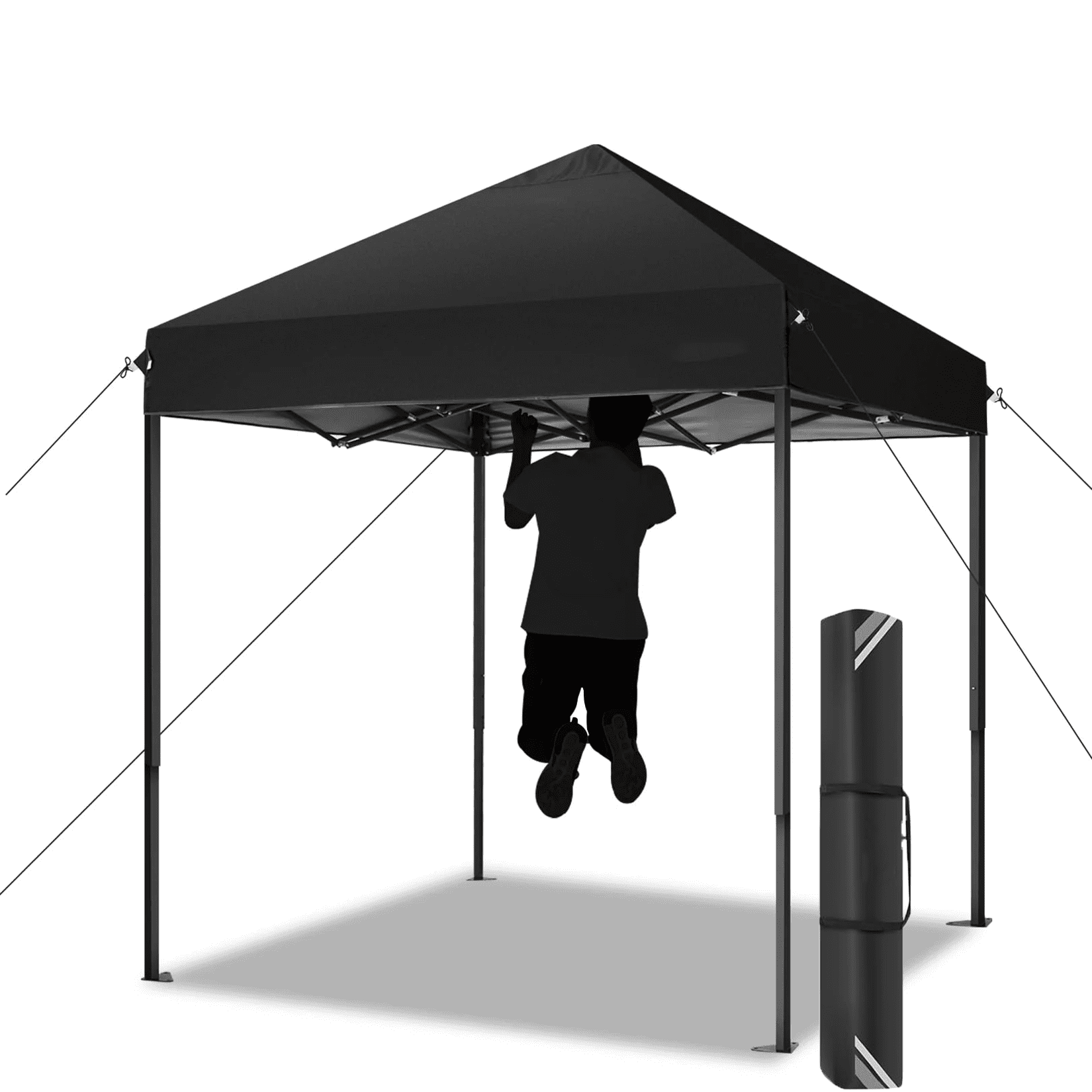 COBIZI Canopy Tent 6.6’x6.6’ Folding Outdoor Pop Up Heavy Duty Canopy for Beach Camping-Black