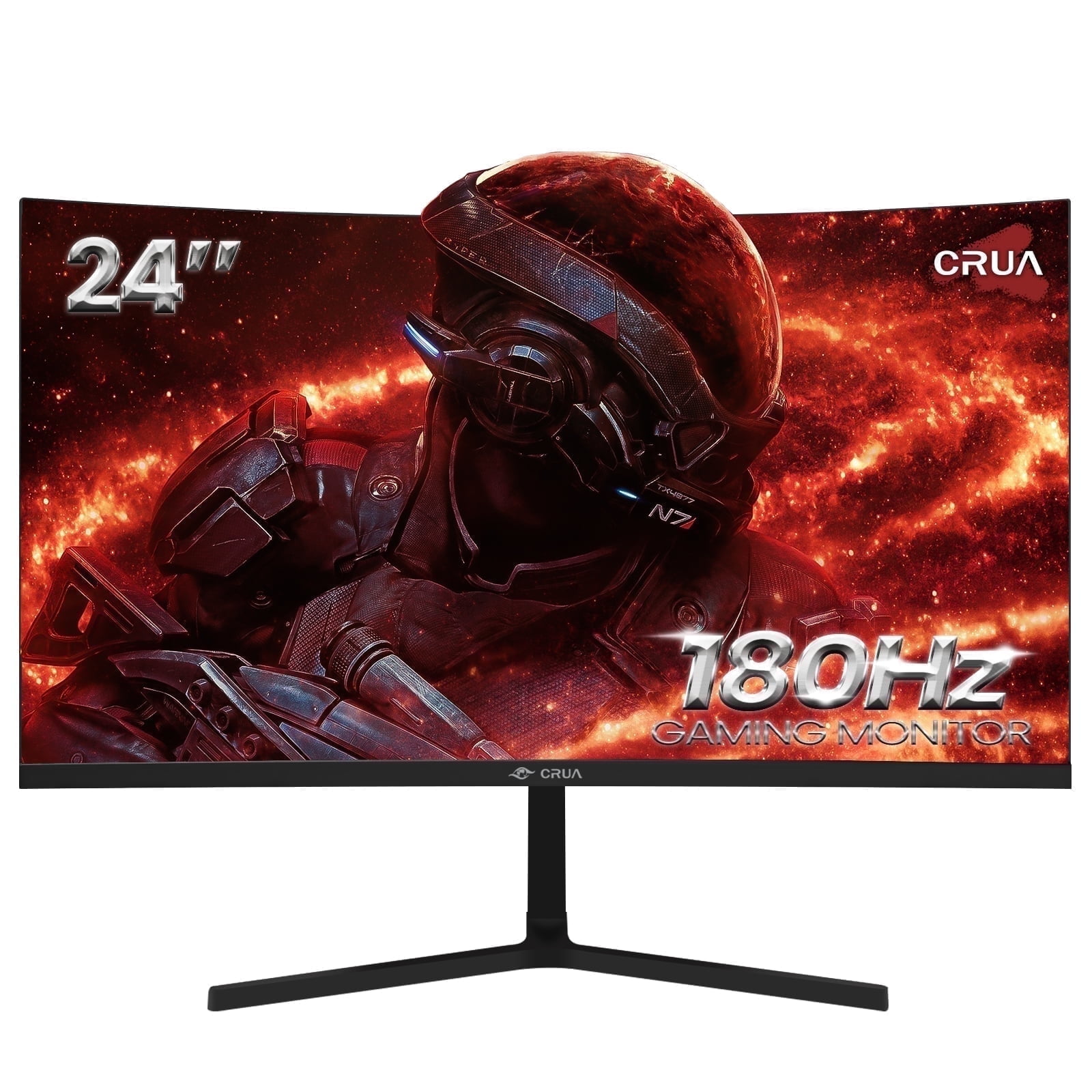 CRUA 24" 165Hz/180Hz Curved Gaming Monitor,FHD 1080P Computer Monitor,FreeSync,120% SRGB,Low Motion Blur-Black
