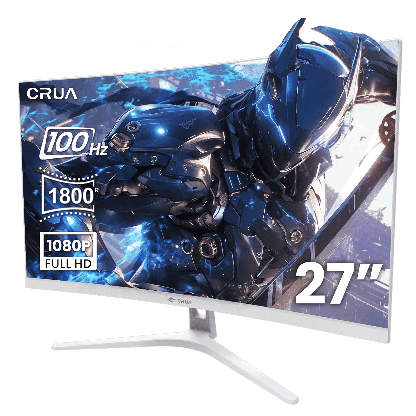 CRUA 27inch Curved 100Hz FHD Computer Monitor, 1800R 100 sRGB FreeSync HDMI White