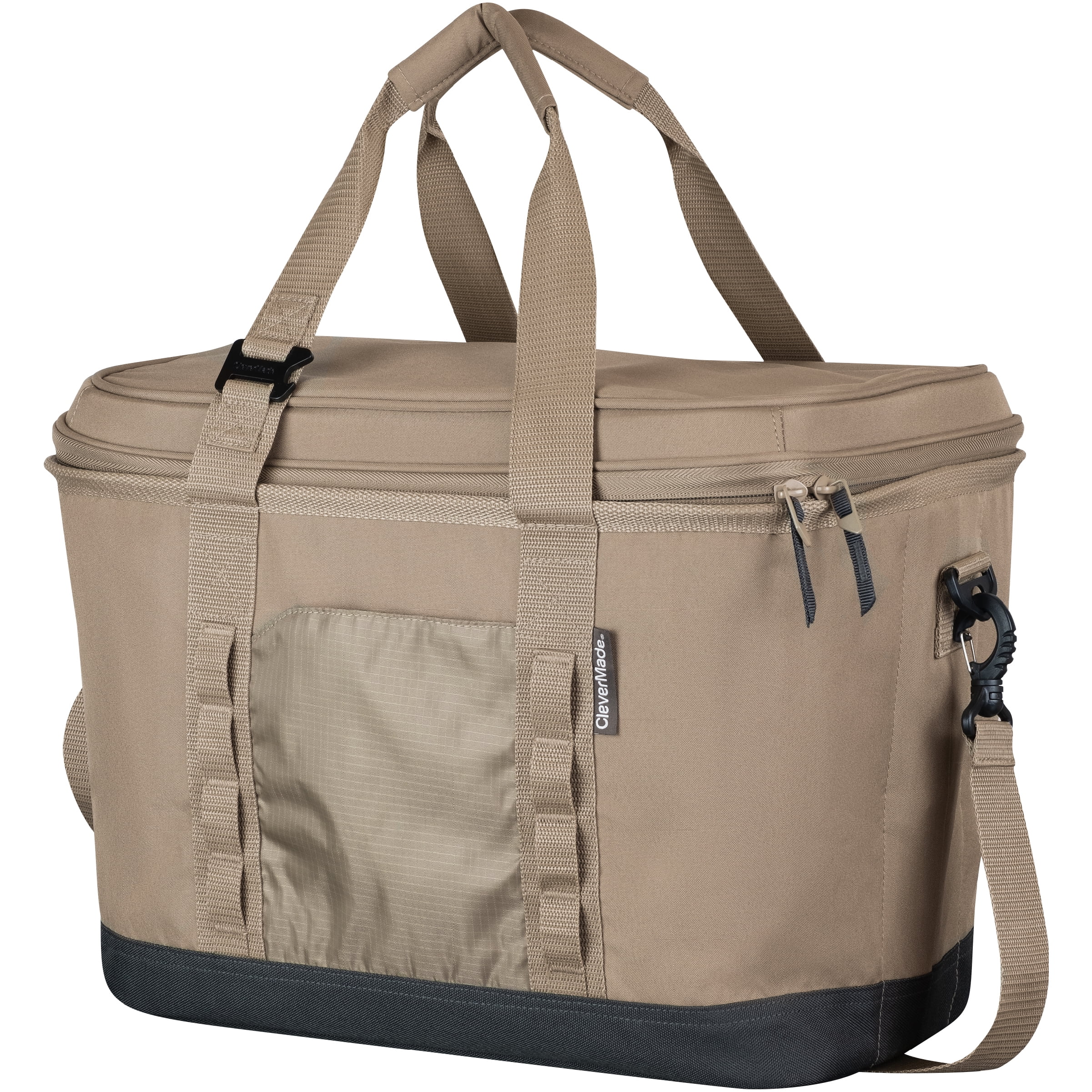 CleverMade 50 Can Pacifica Collapsible Cooler, Khaki/Charcoal