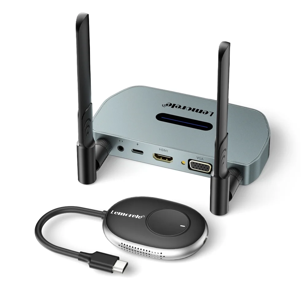 Lemorele 5G FHD HDMI VGA Wireless Transmission, 164ft/50m 1080P Wireless Transmission Extender, Wireless HDMI Transmitter and Receiver, Support 8 TXS to 1 RX