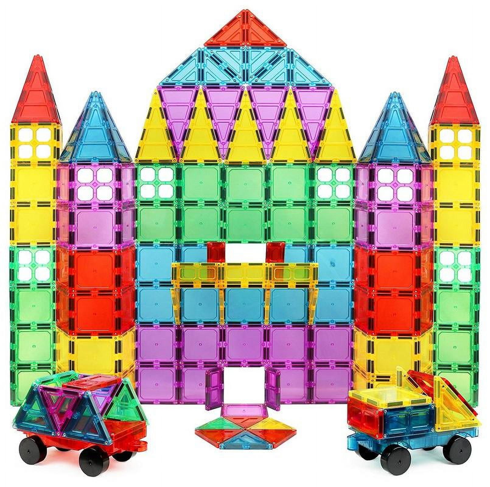 Click N' Play Magnet Build Tiles | Set of 100 Magnetic Building Blocks for Kids | Extra Strong Magnetic Tiles Building Blocks | Assorted Shapes and Vibrant Bright Colors | Magnetic Title STEM Toys
