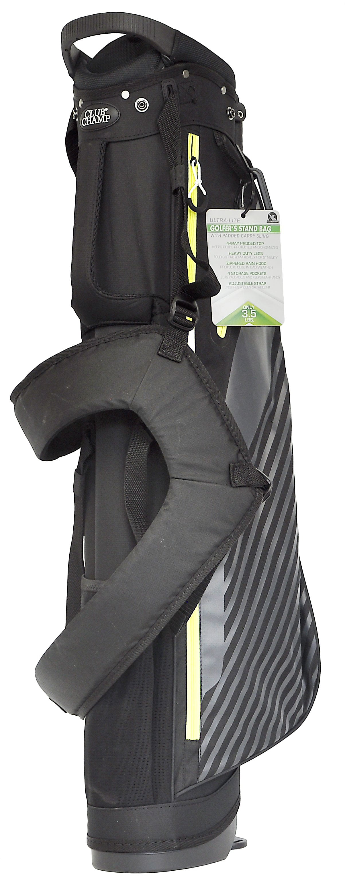 Club Champ 6.5" Golf Stand Bag, 4 Way Divider, Black