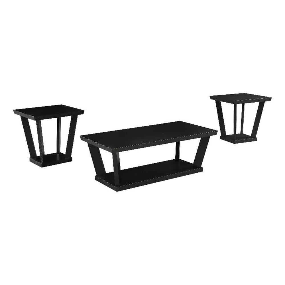 Aminta 3-piece Occasional Set with Open Shelves Black