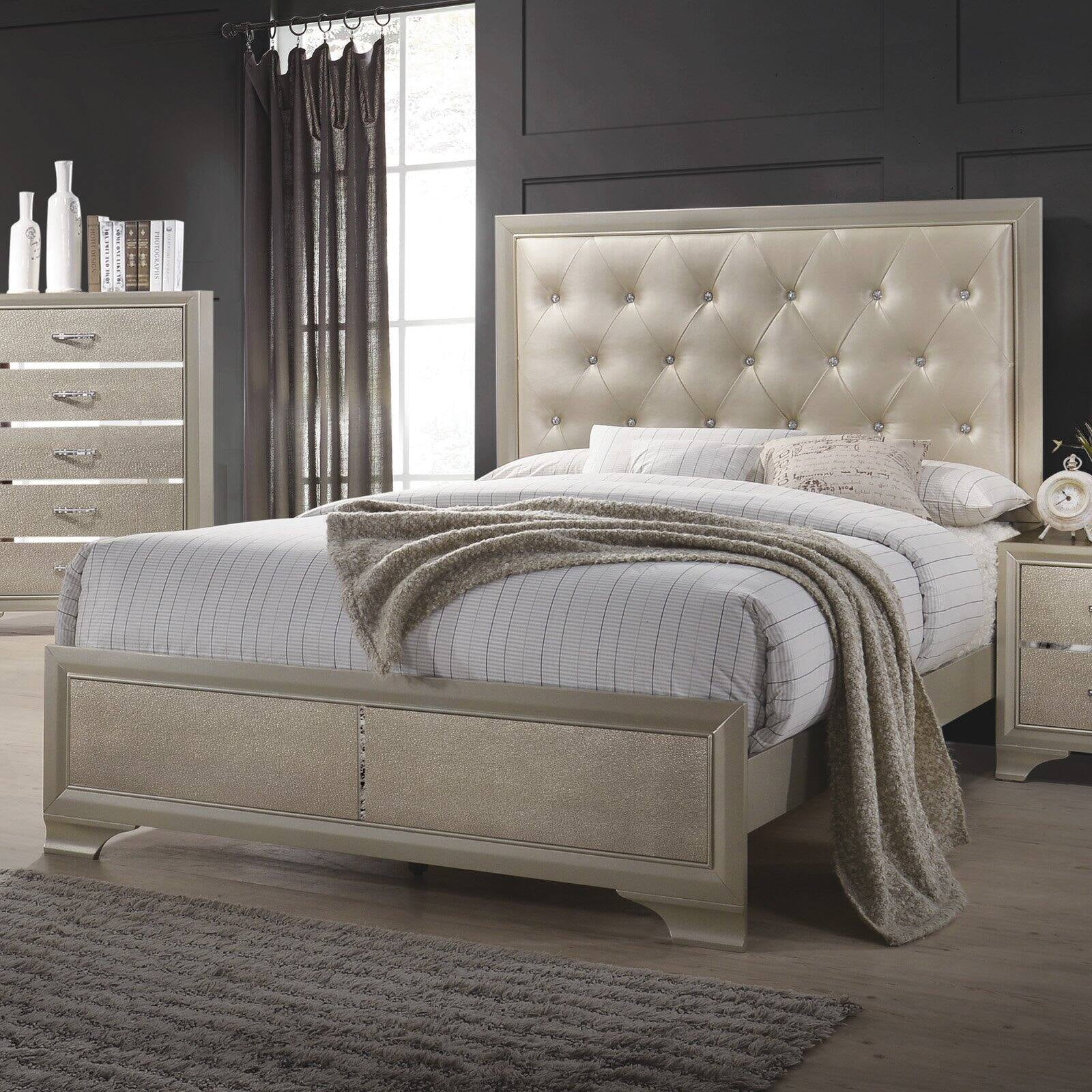 Beaumont Upholstered Queen Bed Champagne