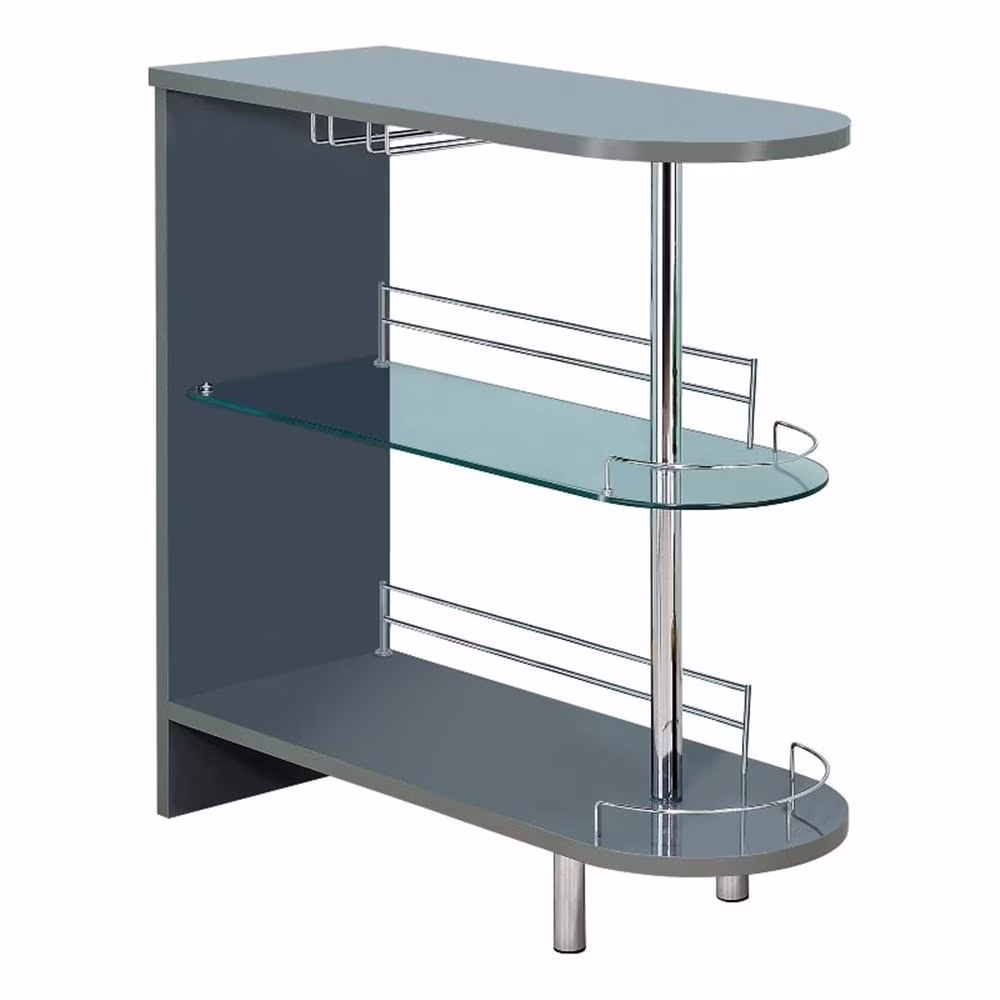 Adolfo 3-tier Bar Table Glossy Grey and Clear