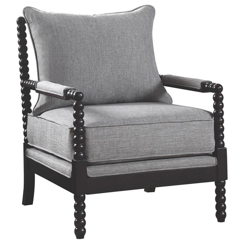 Blanchett Upholstered Bobbin Accent Chair Grey and Cappuccino