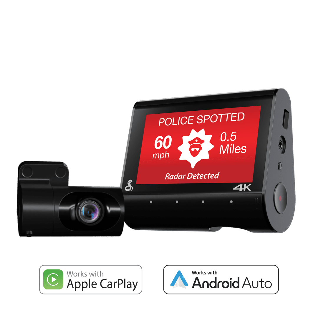 Cobra SC 250R Smart Dual View Front and Rear Dash Cam – True 4K Resolution, 360 Alerts, Parking Live View, Incident Reports, CarPlay & Android Auto