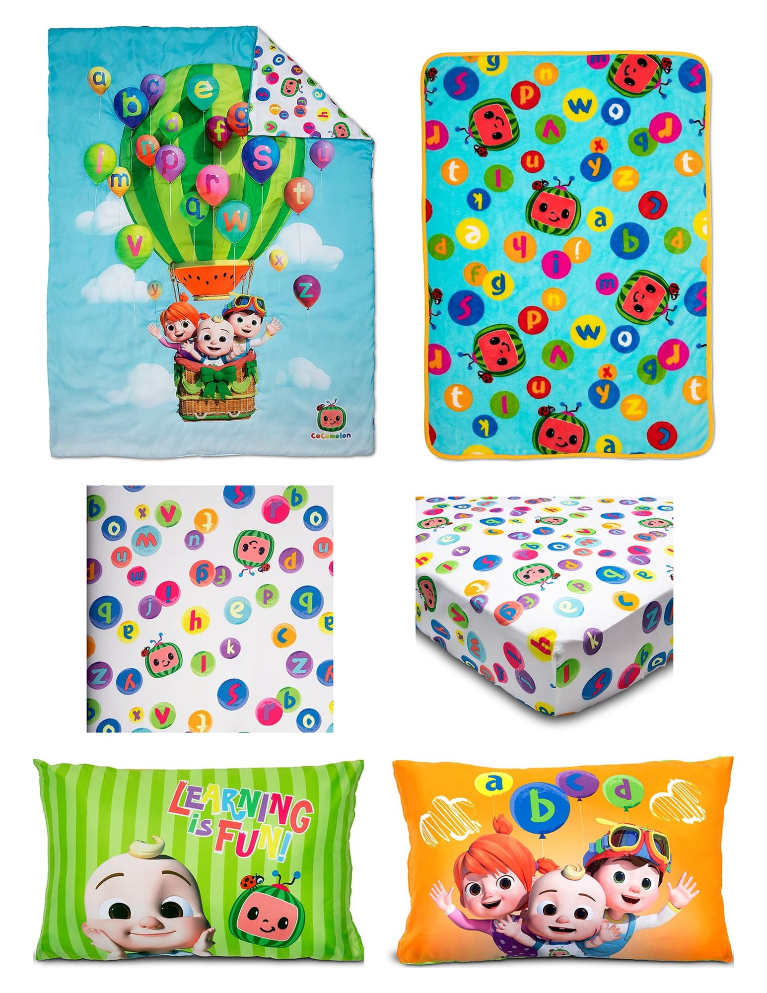 Cocomelon 5-Piece Toddler Bedding Set & Blanket, Blue, Unisex