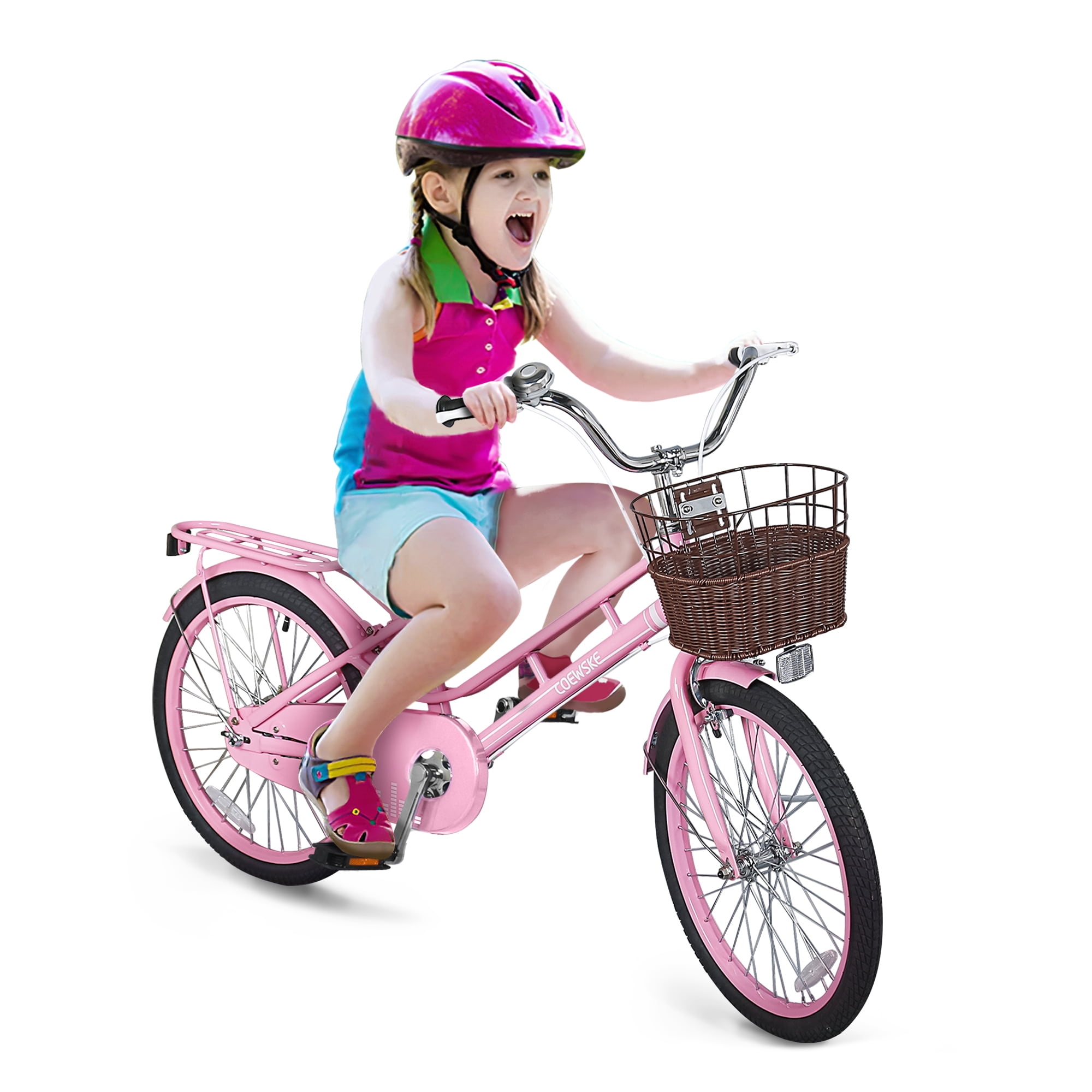 Coewske Kids Bike 20 inch Boys Girls Bicycle with Hand Brake and Kickstand, Pink