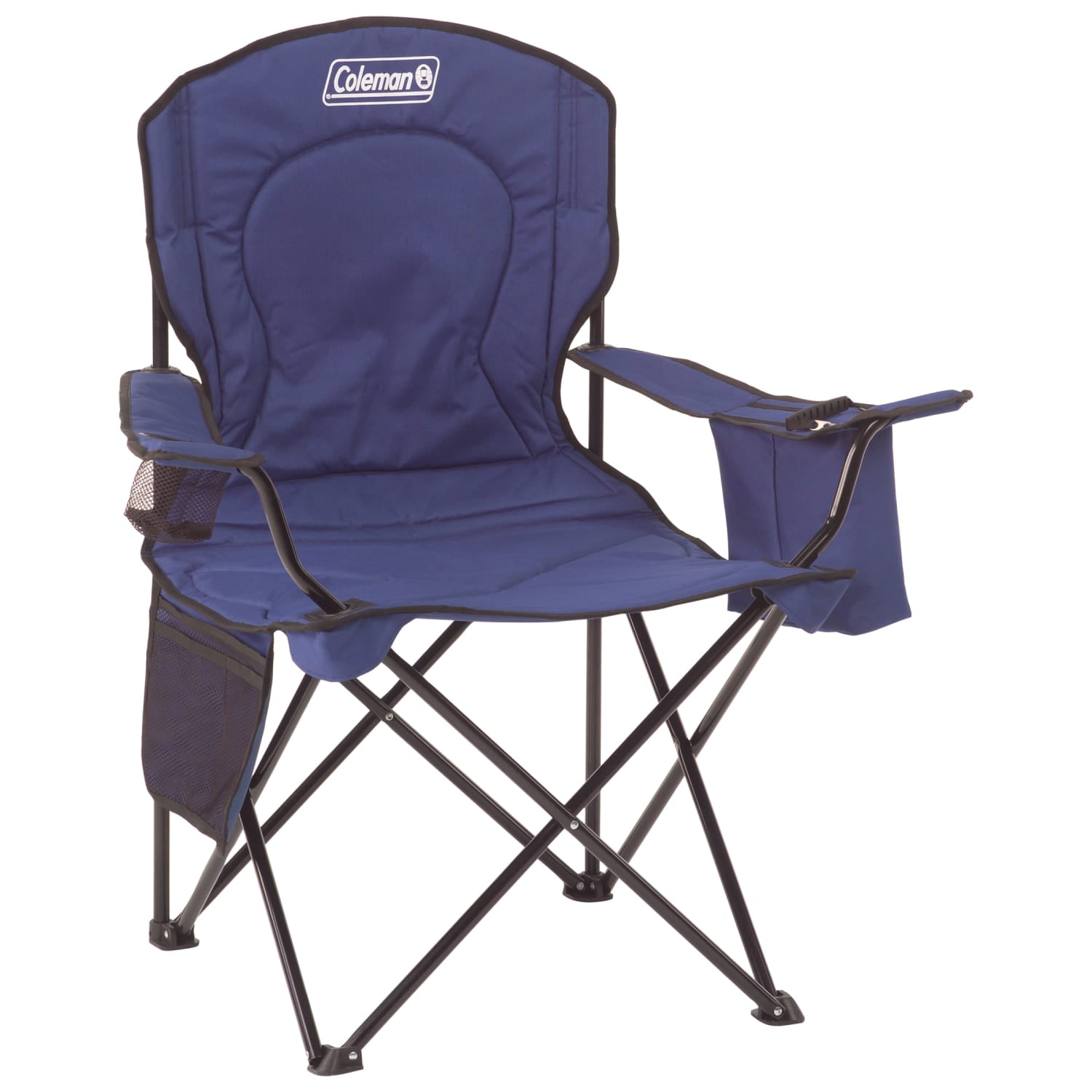 Coleman Portable Camping Chair with 4-Can Cooler, Cushioned Seat & Back with Side Pockets & Cup Holder, Carry Bag Included, Great for Camping, Tailgating, Firepits, Patio, & More