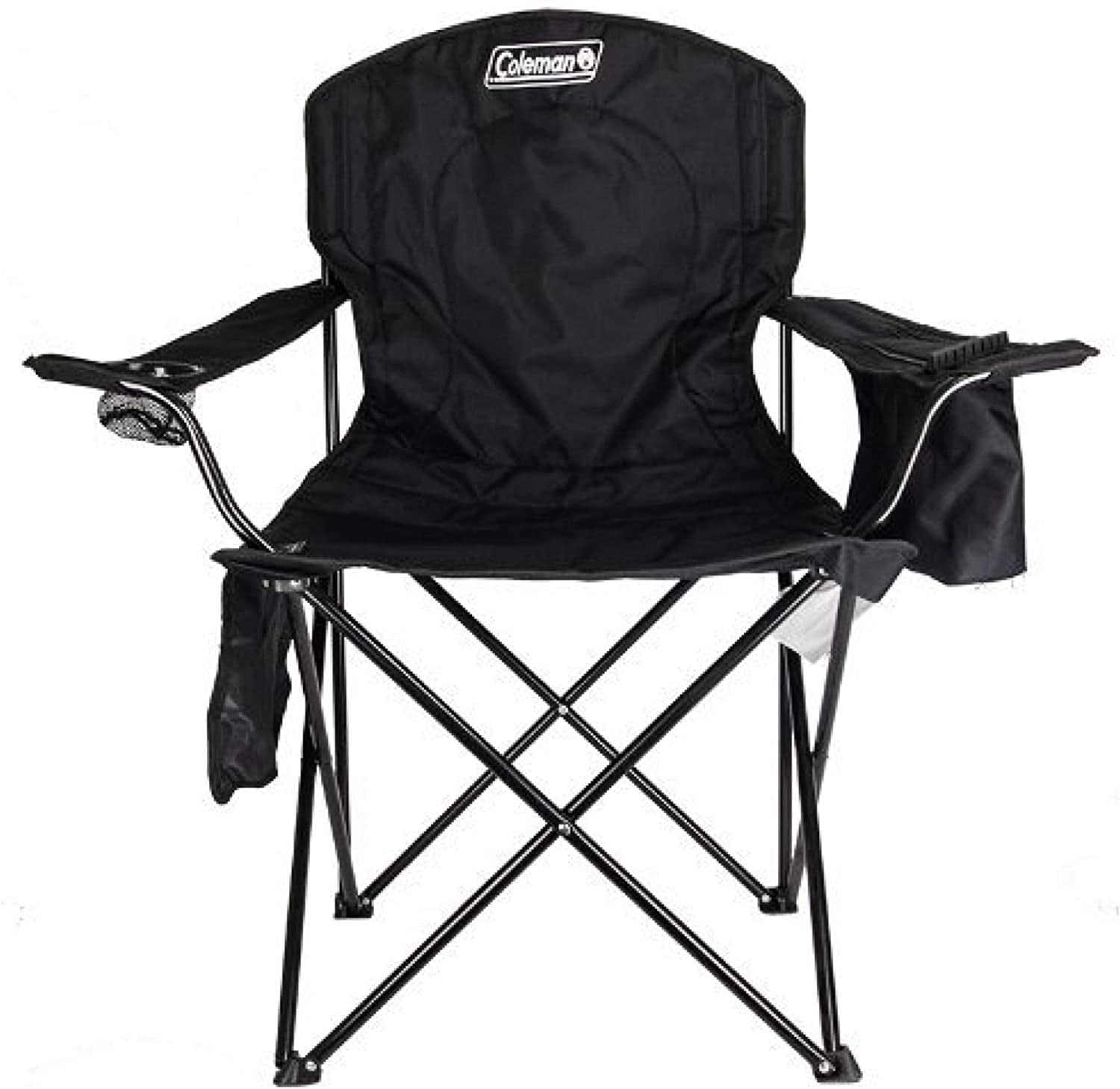 Coleman Portable Camping Chair with 4-Can Cooler, Fully Cushioned Seat and Back with Side Pocket and Cup Holder, Carry Bag Included, Collapsible Chair for Camping, Tailgates, Beach, and Sports