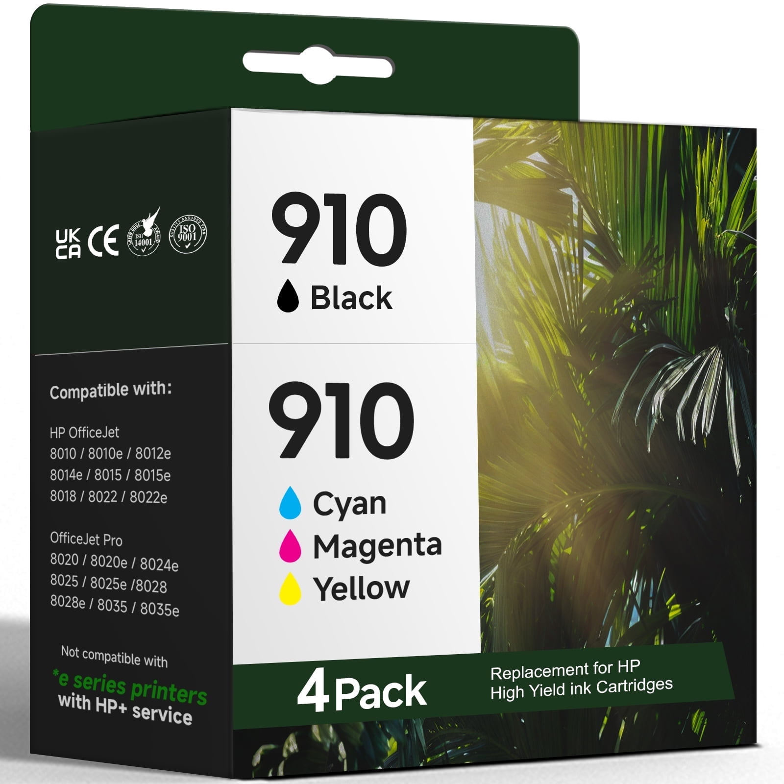 910XL Ink Cartridge Compatible for HP 910 Ink Cartridge, work for OfficeJet Pro 8020/8025, 4-Pack