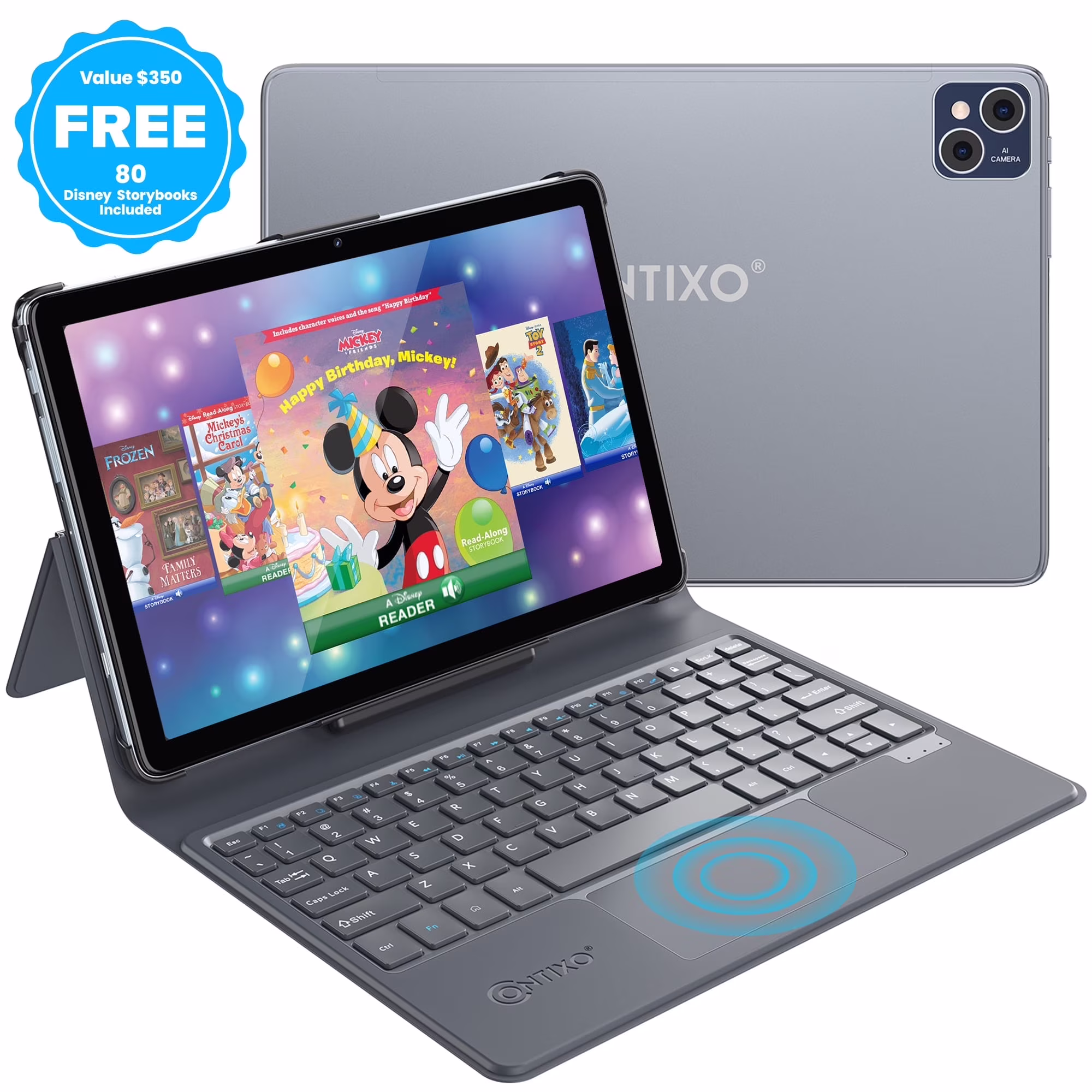 Contixo 10" Kids Tablet w/ Keyboard & Case, 80 FREE Disney eBooks, 128GB, 6GB RAM, Parental Controls - Ages 3-12