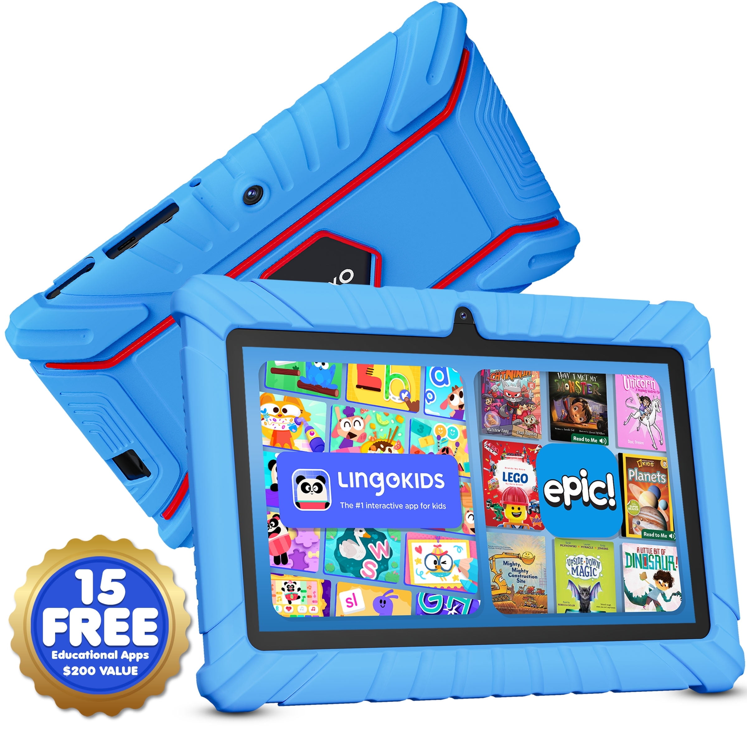 Contixo 7" Kids Tablet, Ages 3-7, Epic & Lingokids, Kid-Proof Case, Android Tablet, Parental Controls, 32GB - Blue