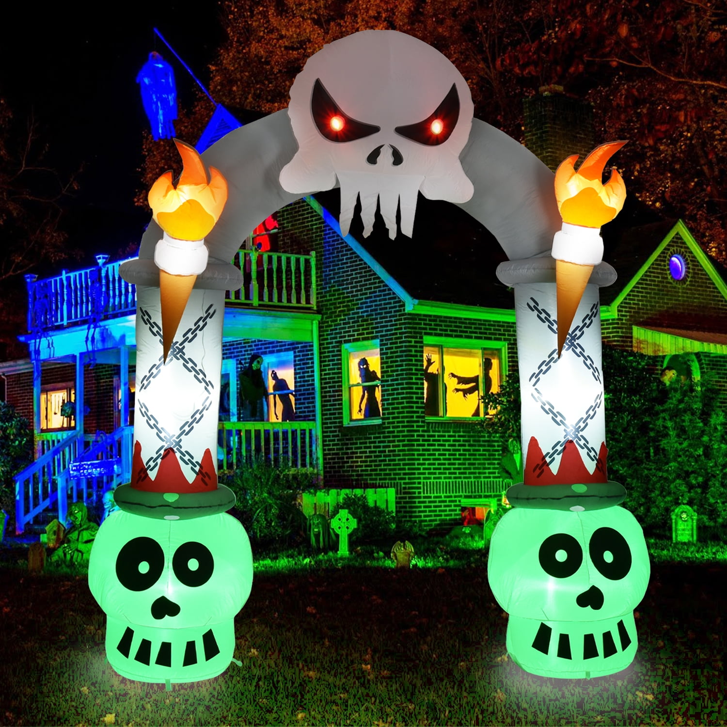 Coolmade 9ft Halloween Inflatable Archway with Color Changing LED Lights Outdoor Indoor Holiday Decorations