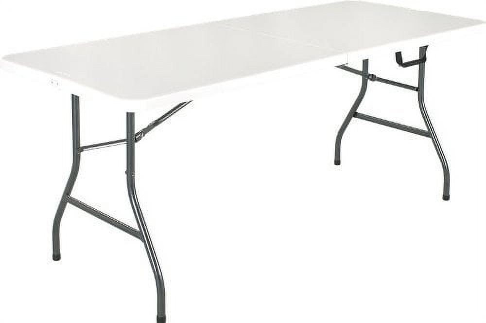 Cosco Products Centerfold Folding Table, 6-feet, White Specked Pewter