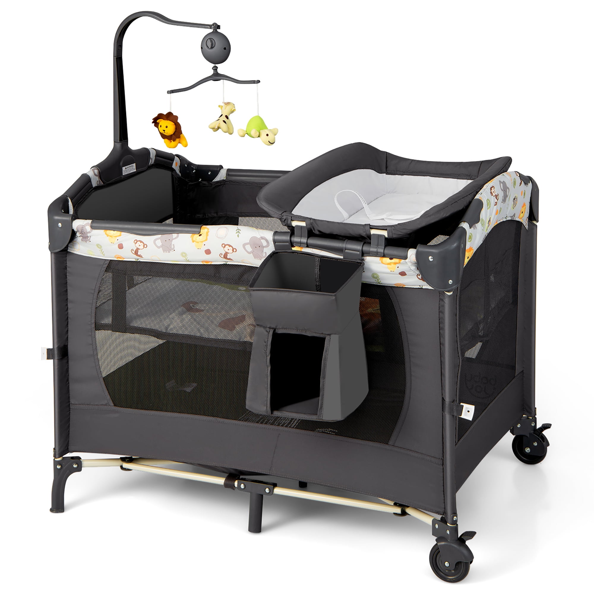 Costway Baby Bedside Sleeper Portable 4-in-1 Rolling w/Mattress