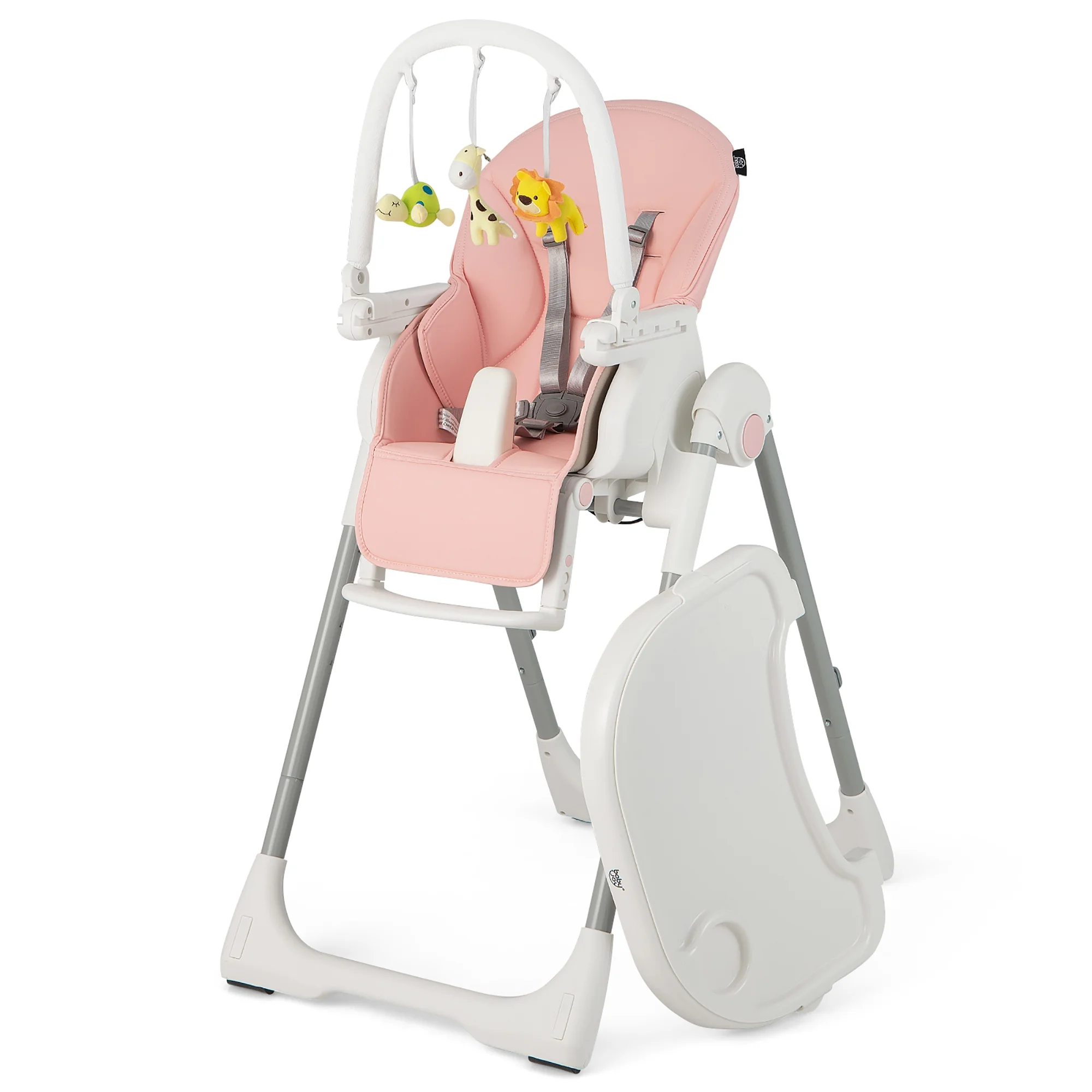 Costway Foldable High Chair Baby Feeding Chair with 7 Adjustable Heights Pink