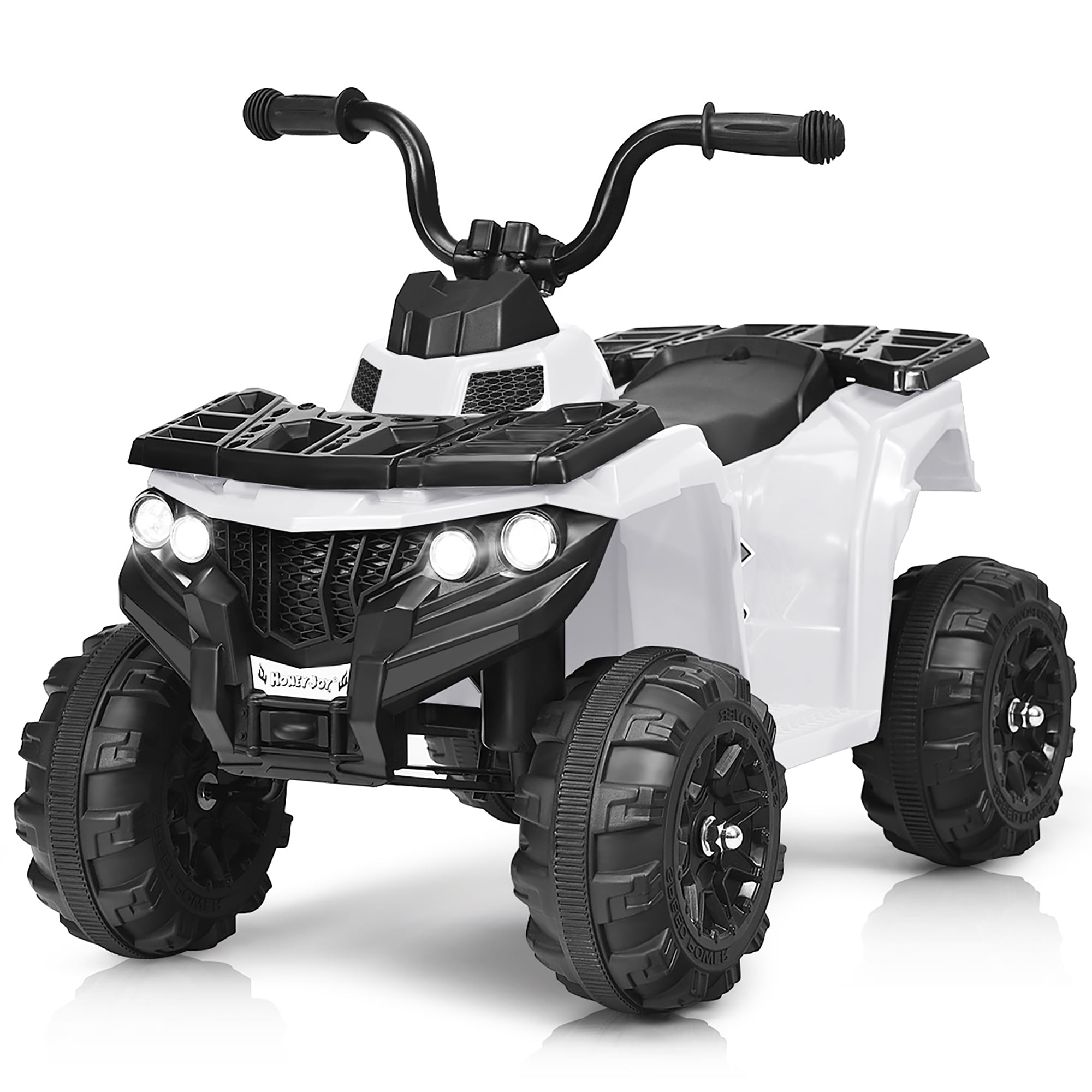 Costway Kids Ride On ATV Quad 4 Wheeler Electric Toy Car 6V Battery Power Led Lights, White