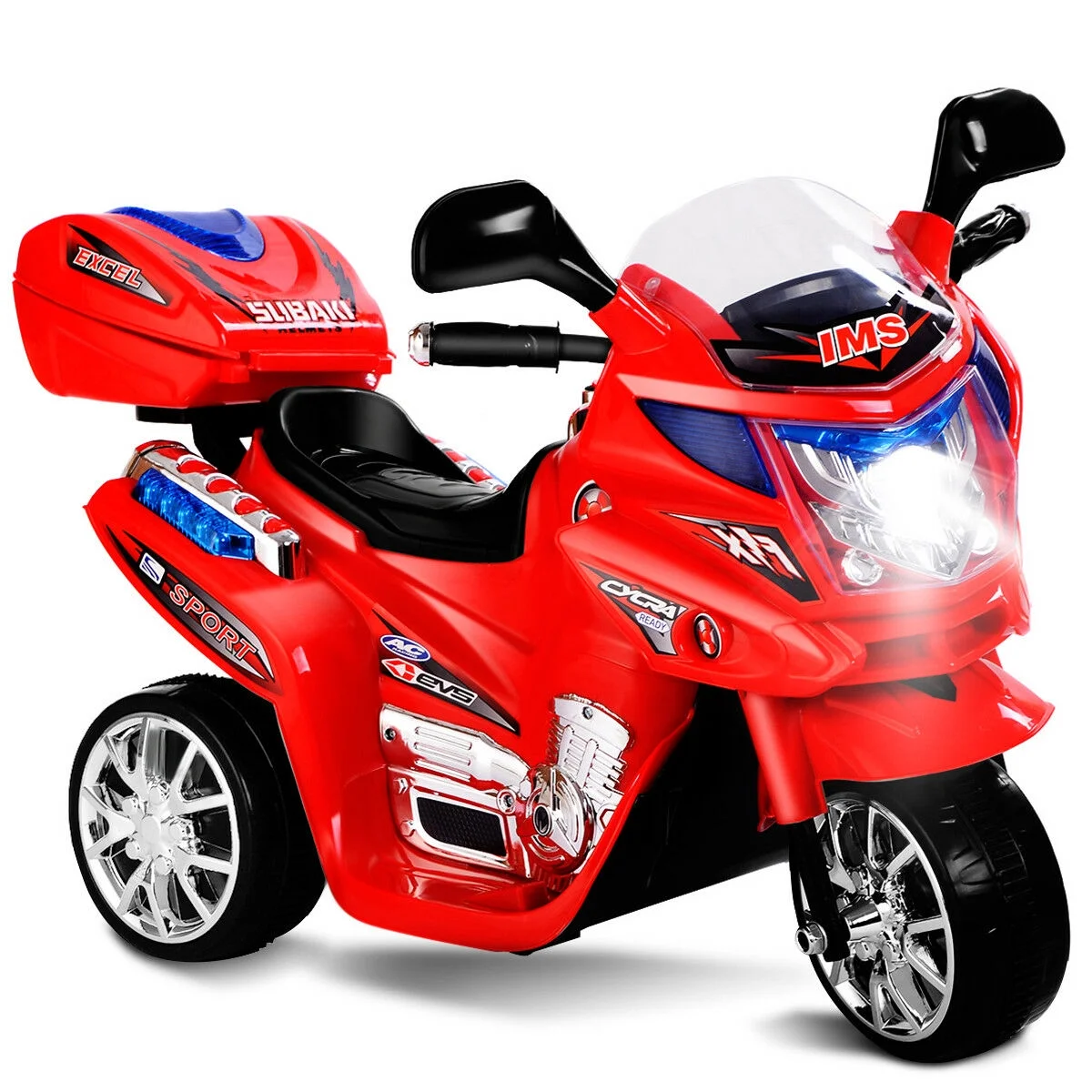 Costway Kids Ride On Motorcycle 3 Wheel 6V Battery Powered Electric Toy Power Bicycle Red