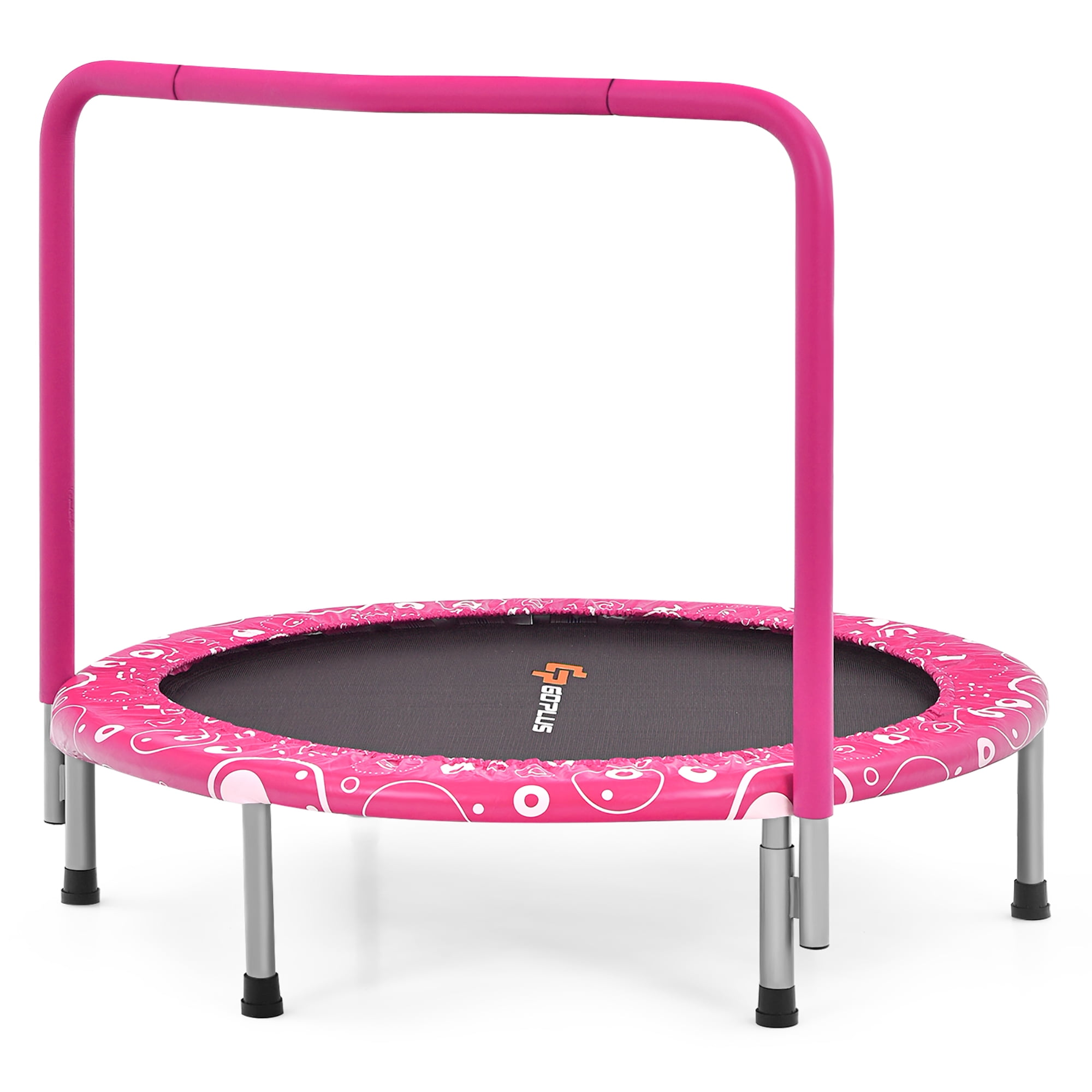 Costway Kids Trampoline Rebounder, Pink, 27.5'' x 12.5'' x 3"
