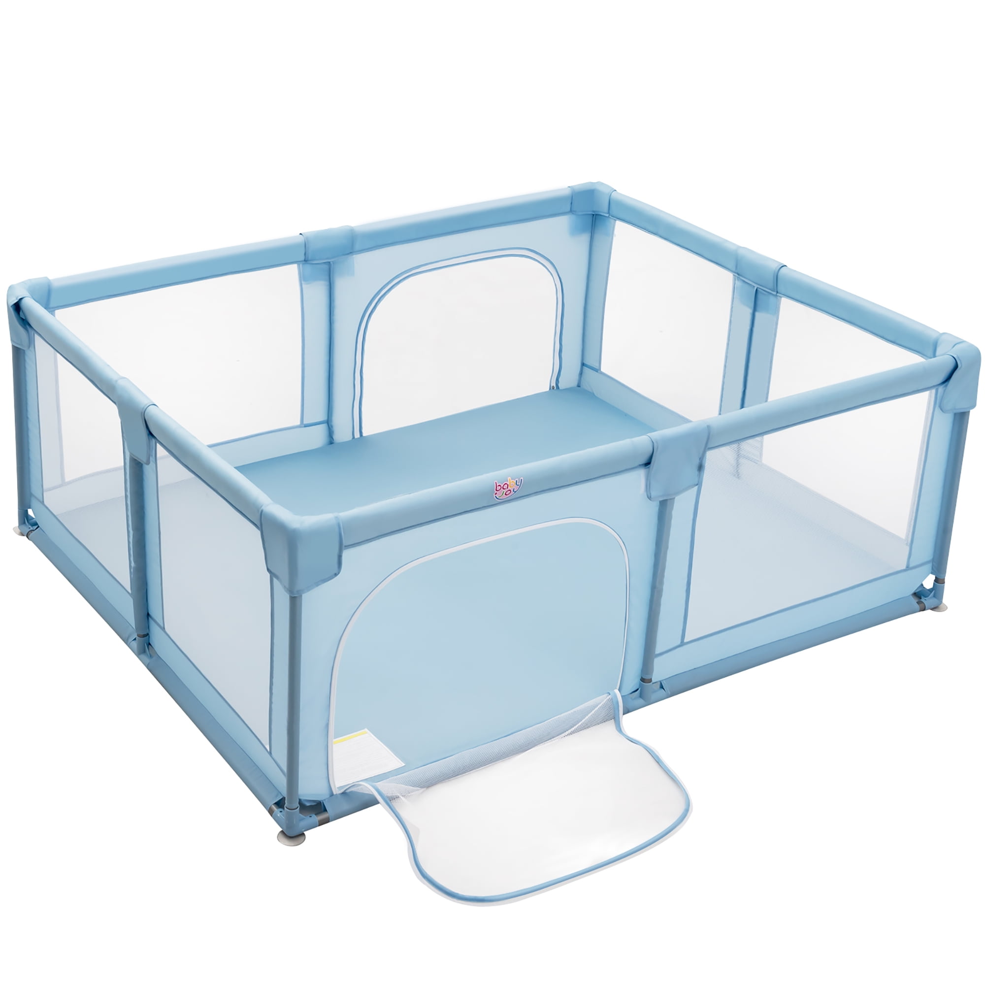Costway Playpen Extra Large Unisex Kids Baby Activity Center Safety Play Yard with Gate Blue