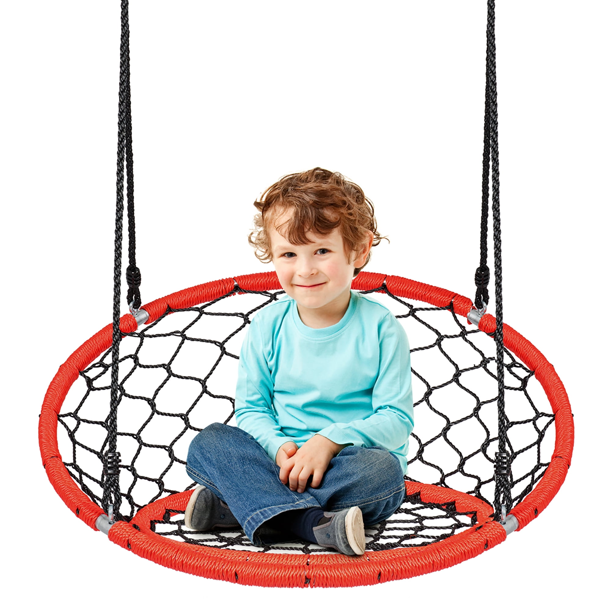 Costway Spider Web Chair Swing with Adjustable Ropes for Kids, Orange