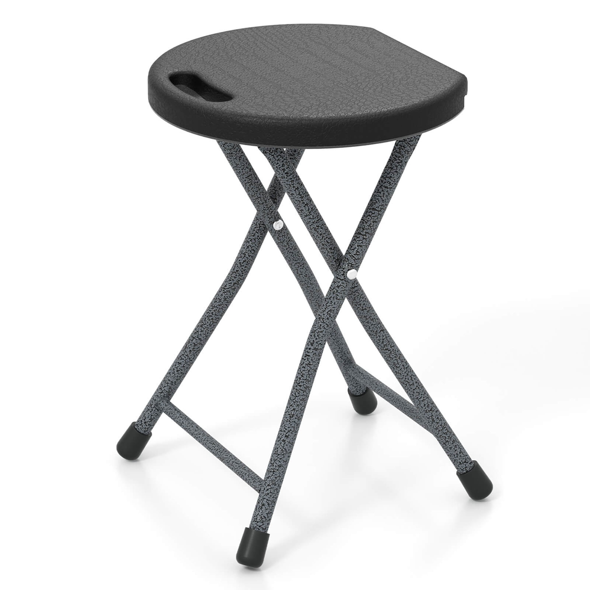 Costway 1 PCS 18"H Folding Stool Portable & Foldable Camping Chair with Built-in Handle Black