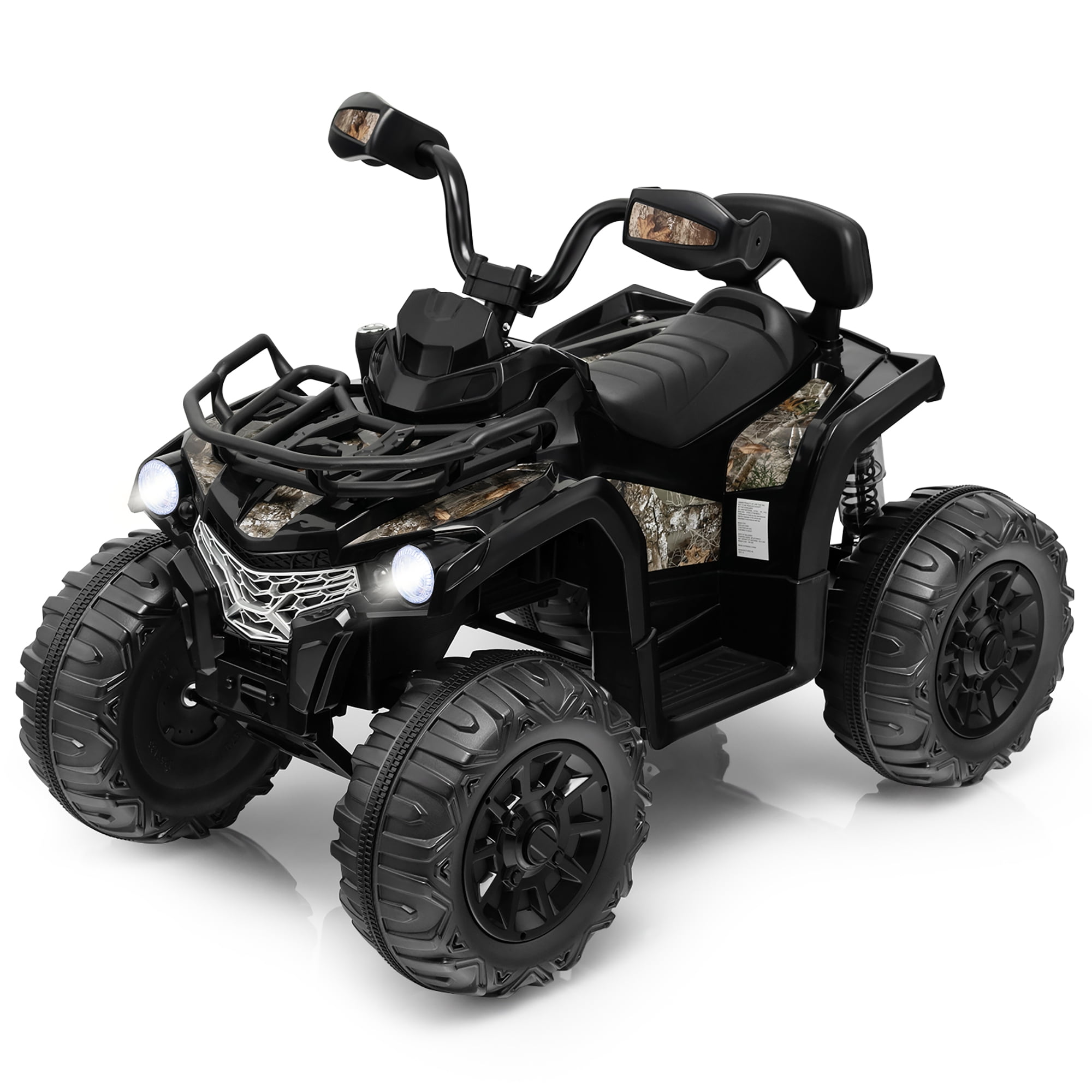 Costway 12V Kids Ride On ATV Electric 4-Wheeler Quad 2 Speeds with Mp3 & Headlights Black
