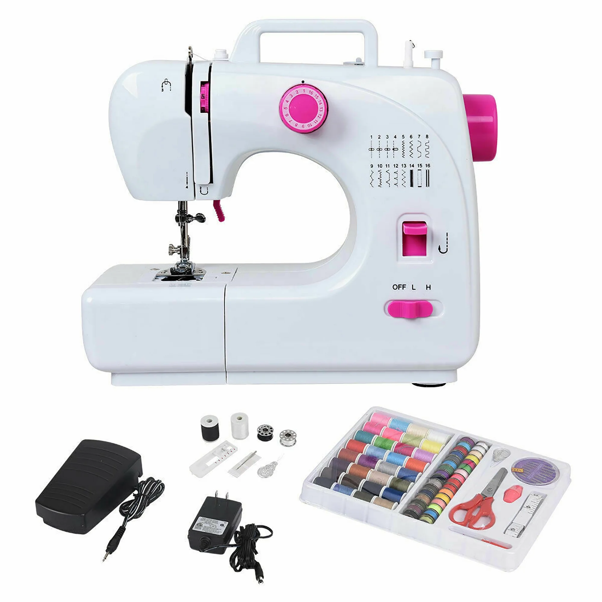 Costway 2-Speed Multi-function Fashion Portable Sewing Machine Serger w/16 Stitch Light