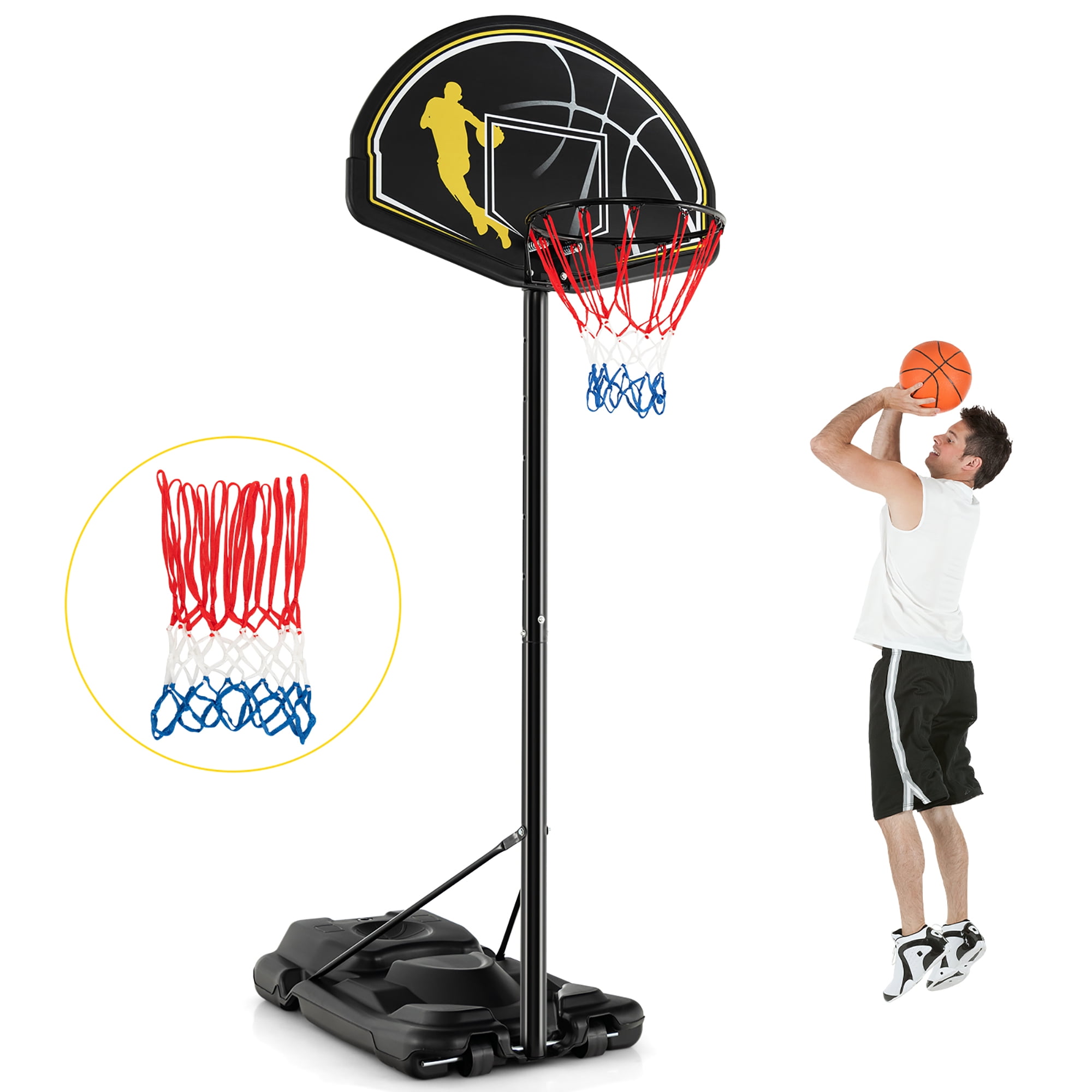 Costway 4.25'-10' Adjustable Height 41" Shatterproof Outdoor Portable Basketball System (Adult)