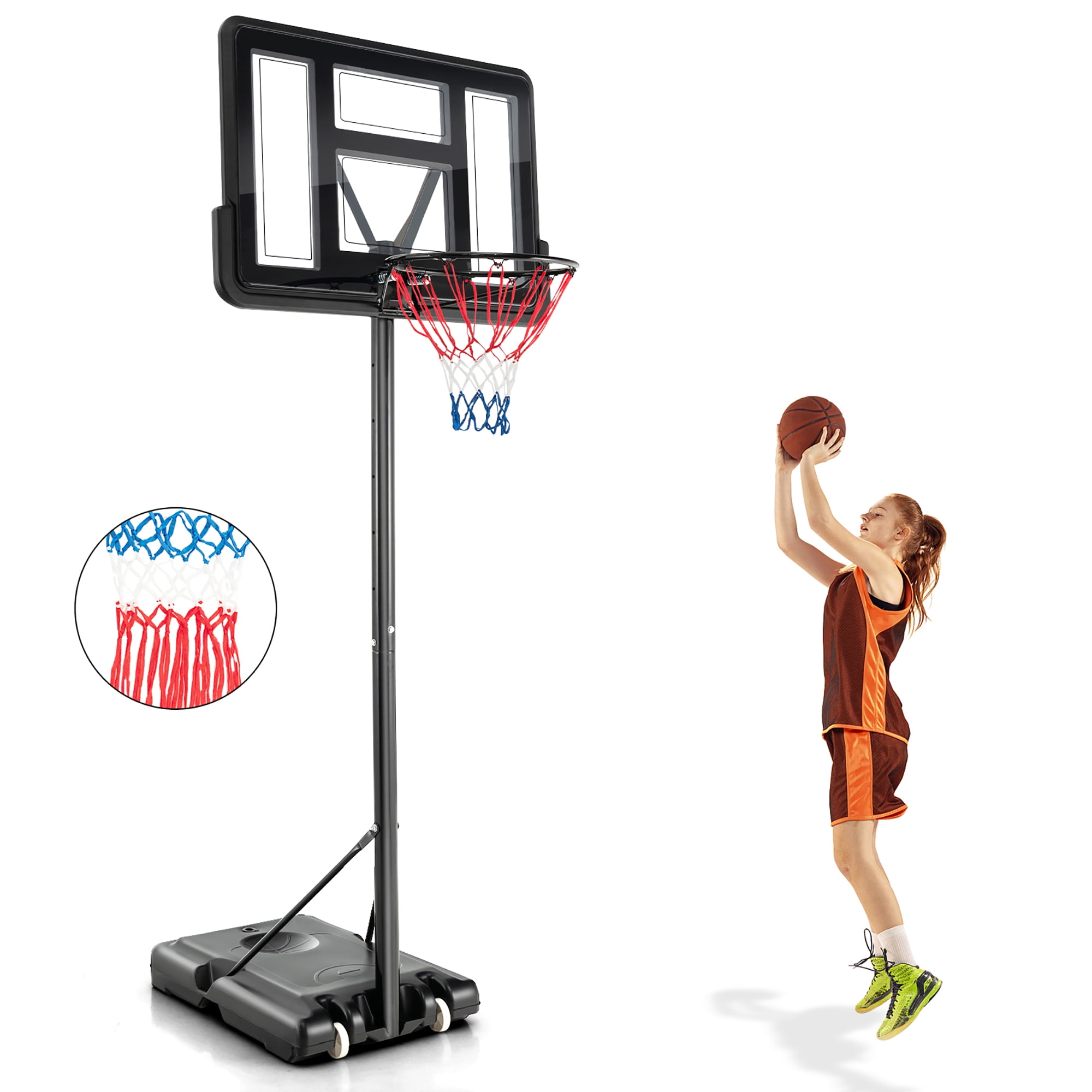 Costway 4.25'-10' Adjustable Height 44" Weather Resistant outdoor Portable Basketball System (Adult)