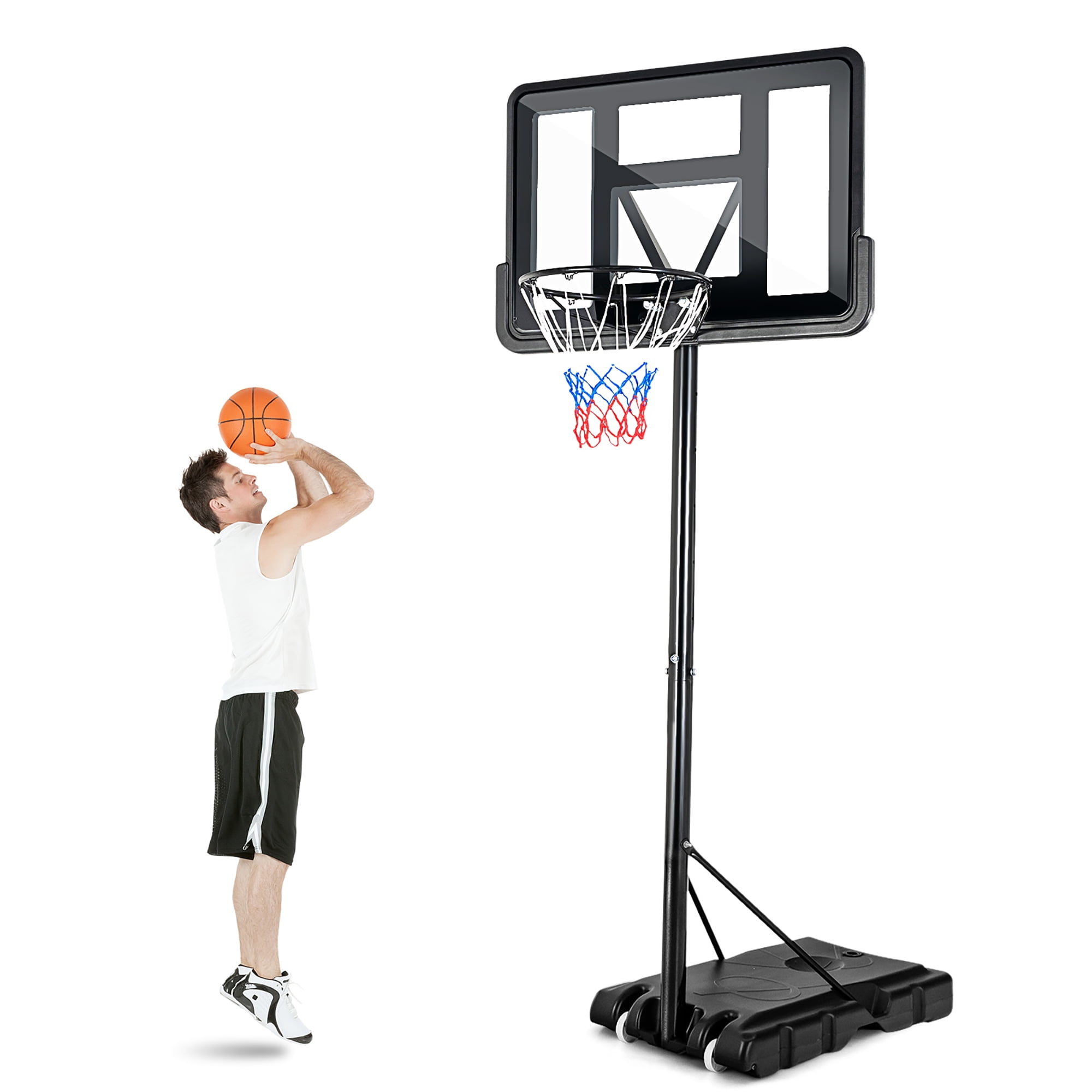 Costway 4.5'-10' Adjustable Height Shatterproof Outdoor Portable Basketball System (Adult)